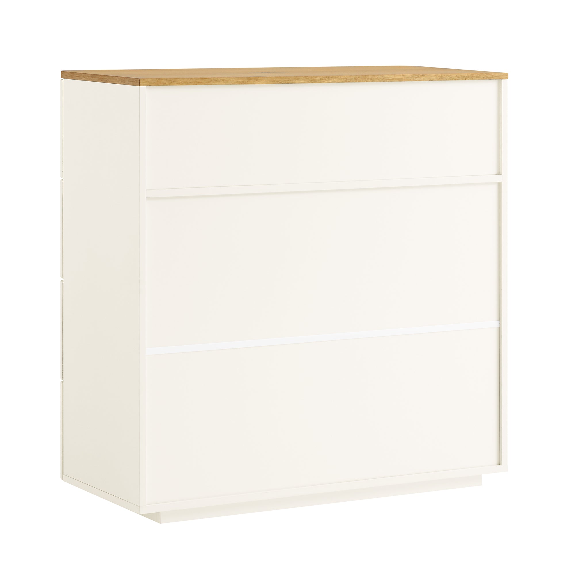 Agnes Curved Edge 2 over 3 Chest of Drawers, Off White with Oak Top