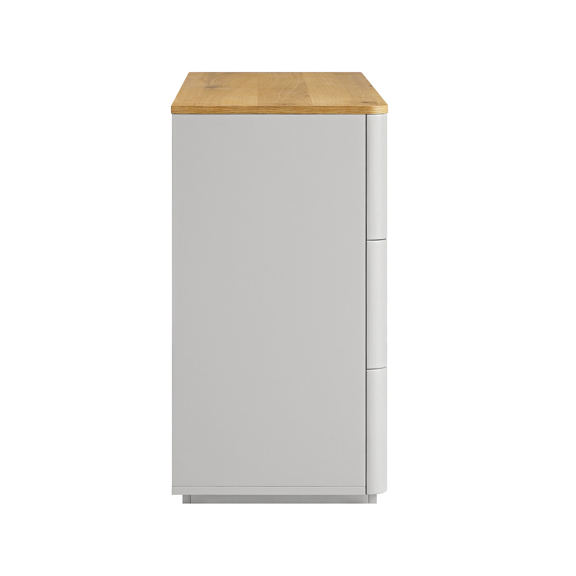 Agnes Curved Edge Chest of 6 Drawers, Dove Grey with Oak Top