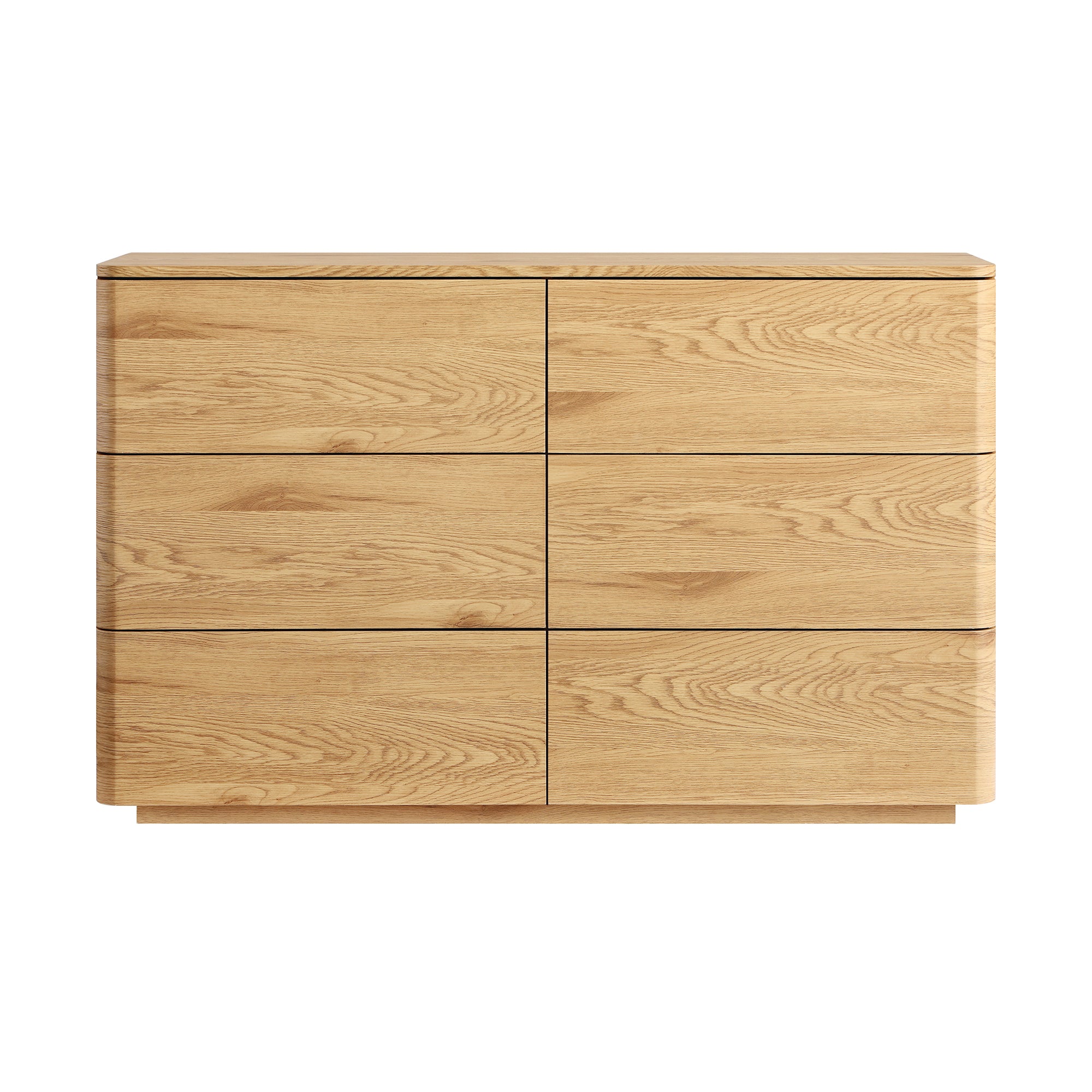 Agnes Curved Edge Chest of 6 Drawers, Natural