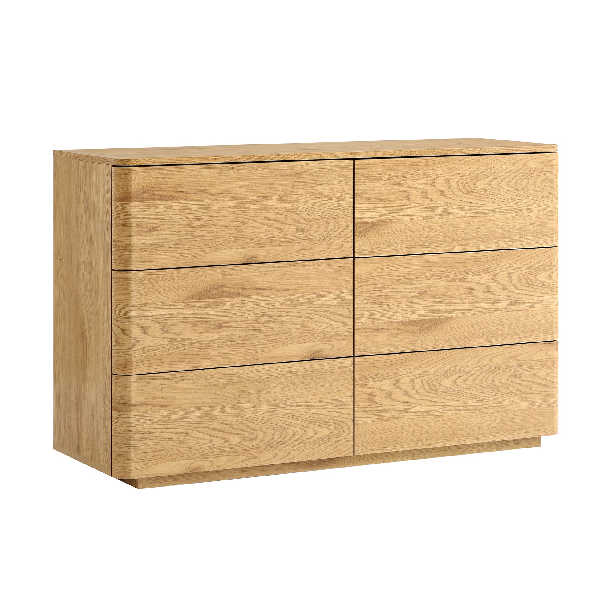 Agnes Curved Edge Chest of 6 Drawers, Natural