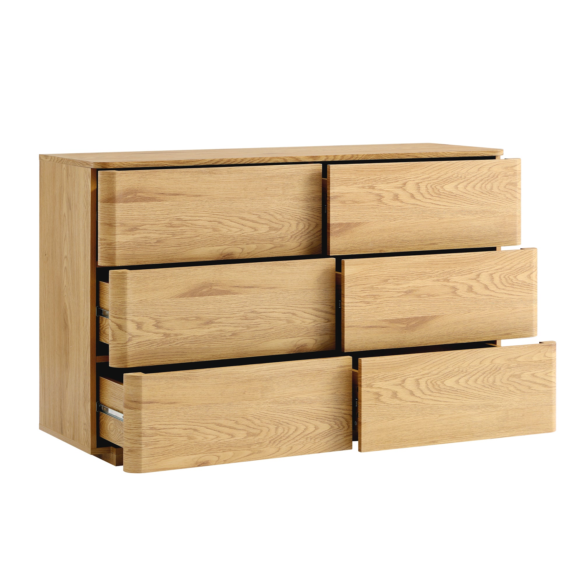 Agnes Curved Edge Chest of 6 Drawers, Natural