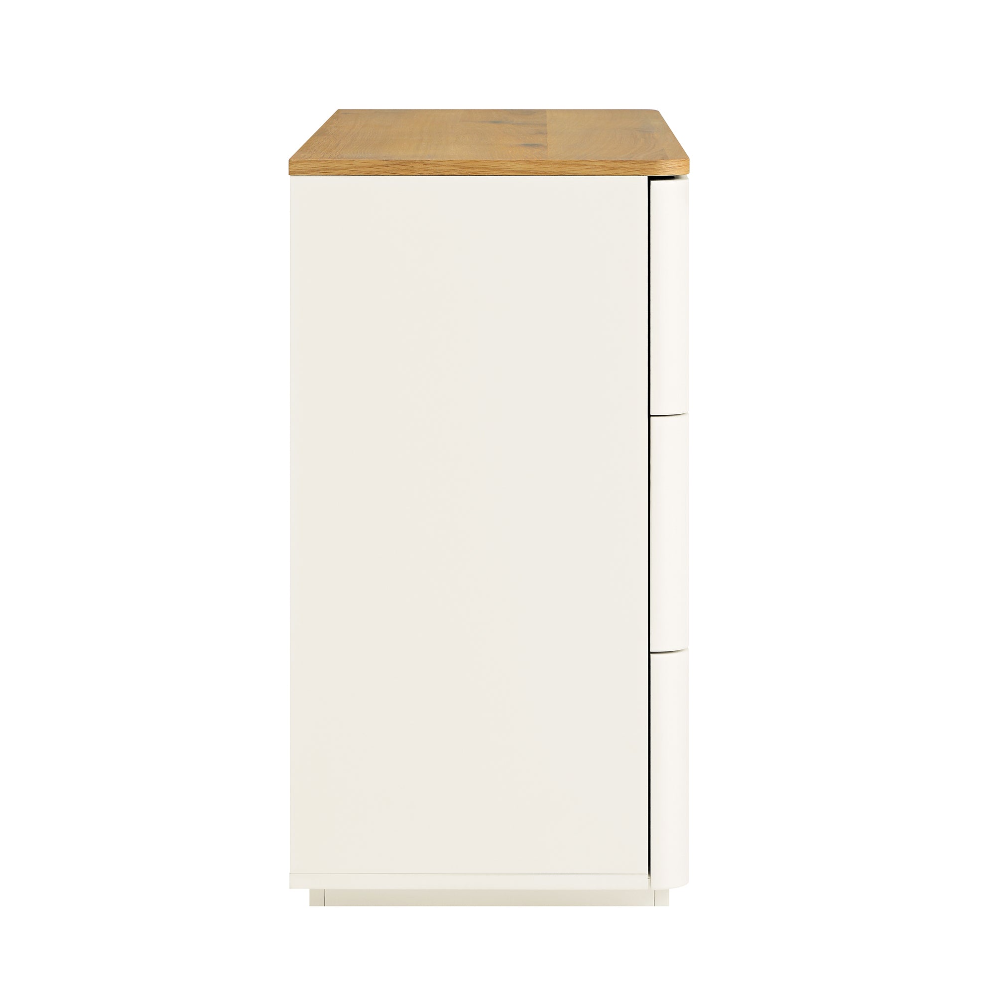 Agnes Curved Edge Chest of 6 Drawers, Off White with Oak Top