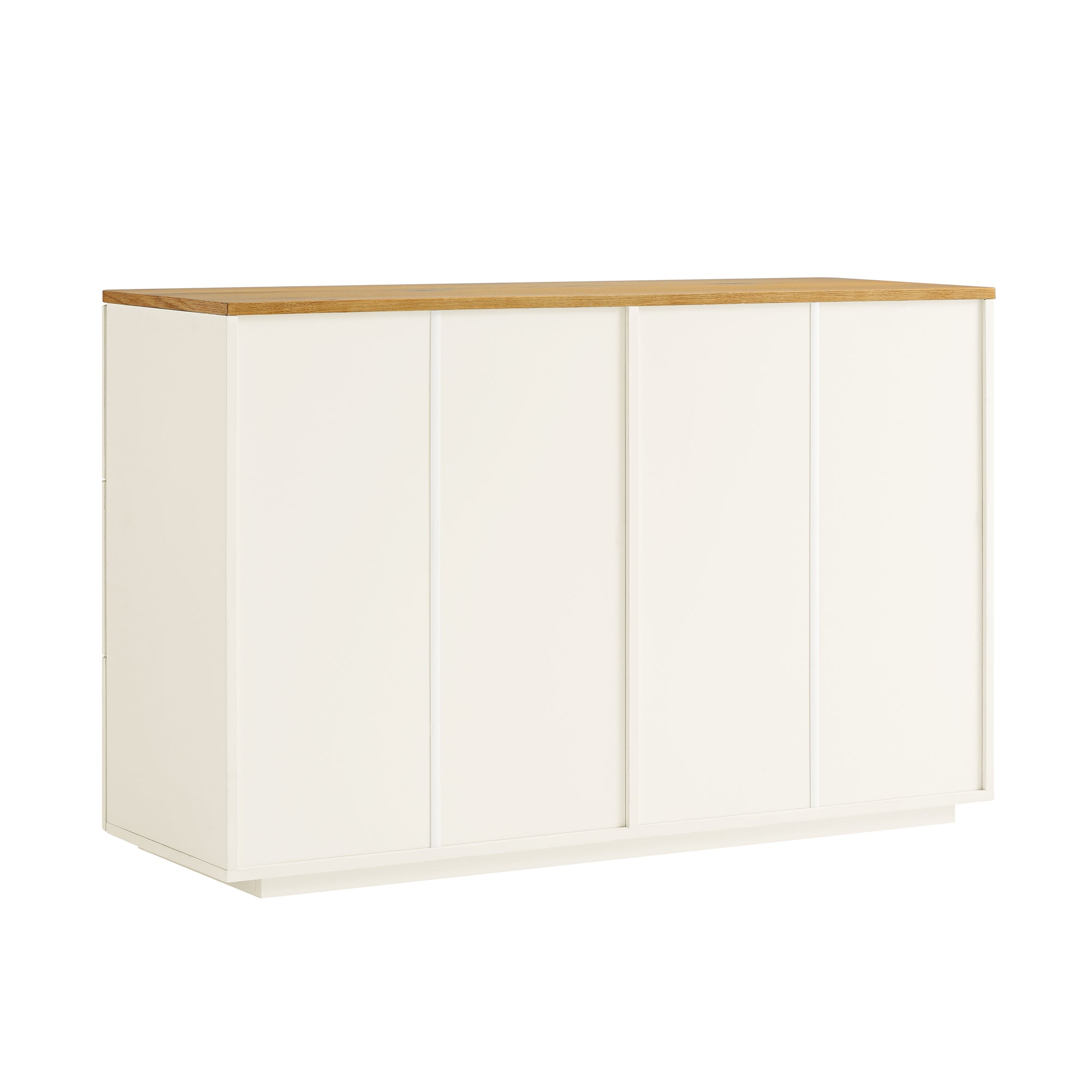 Agnes Curved Edge Chest of 6 Drawers, Off White with Oak Top