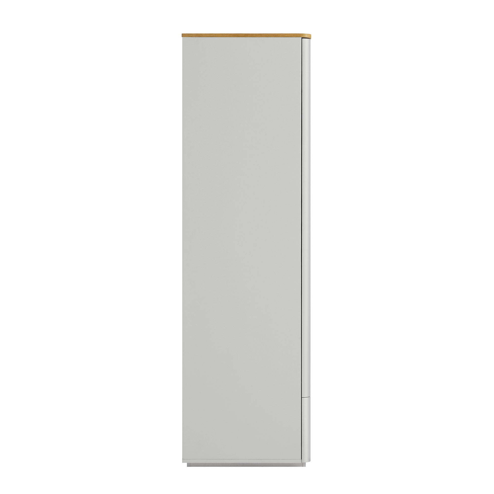 Agnes Curved Edge Double Wardrobe, Dove Grey with Oak Top