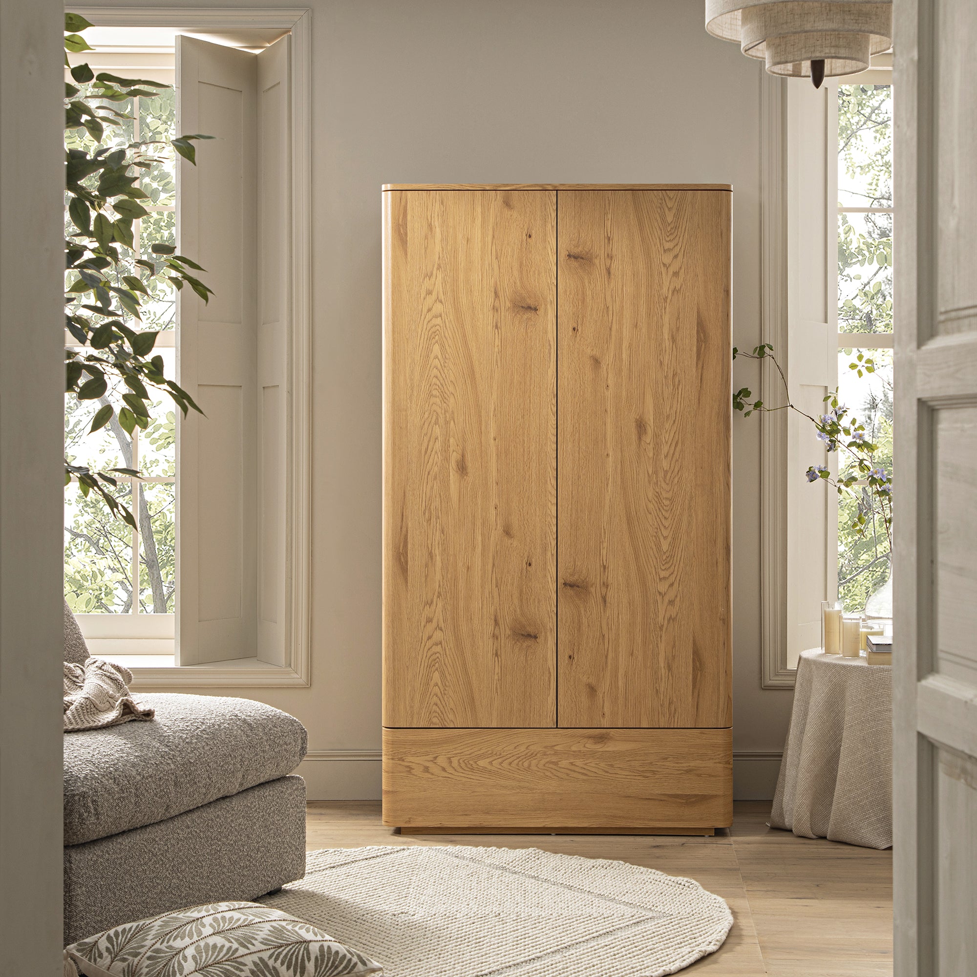 Agnes Curved Edge Double Wardrobe, Natural