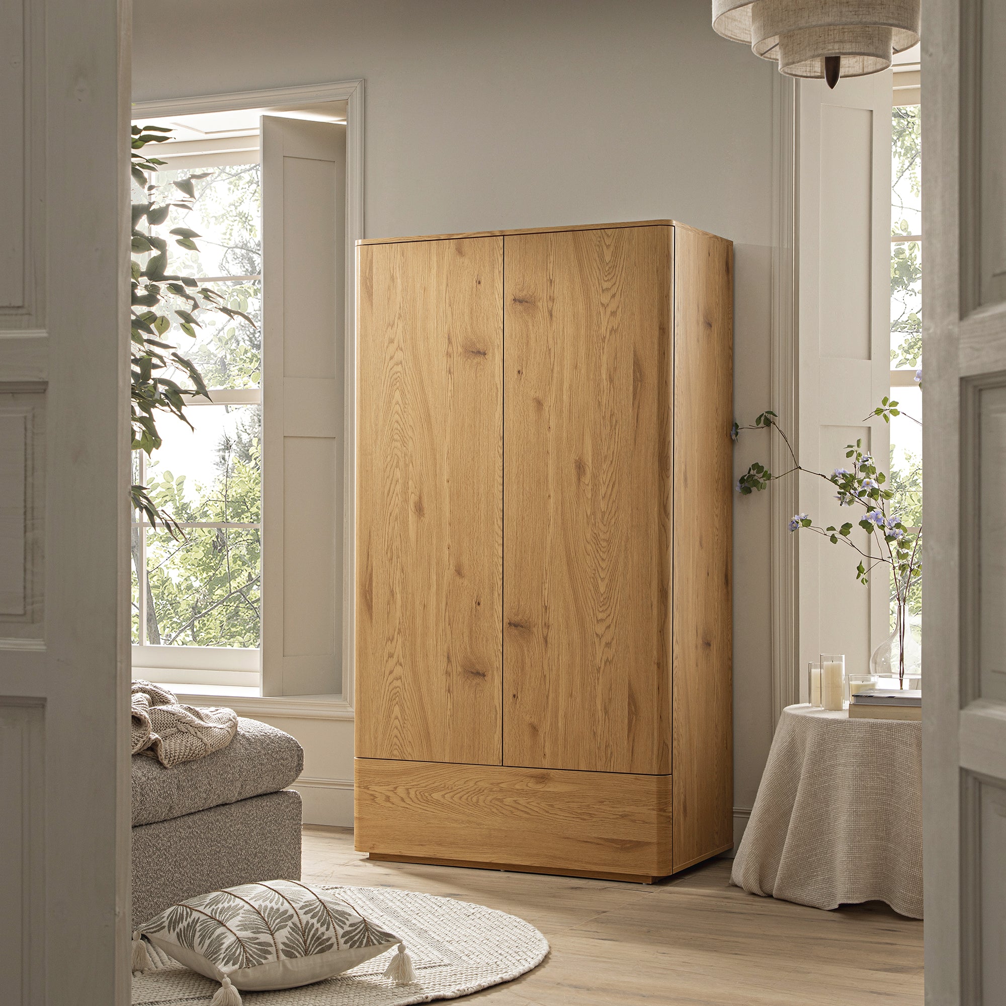 Agnes Curved Edge Double Wardrobe, Natural