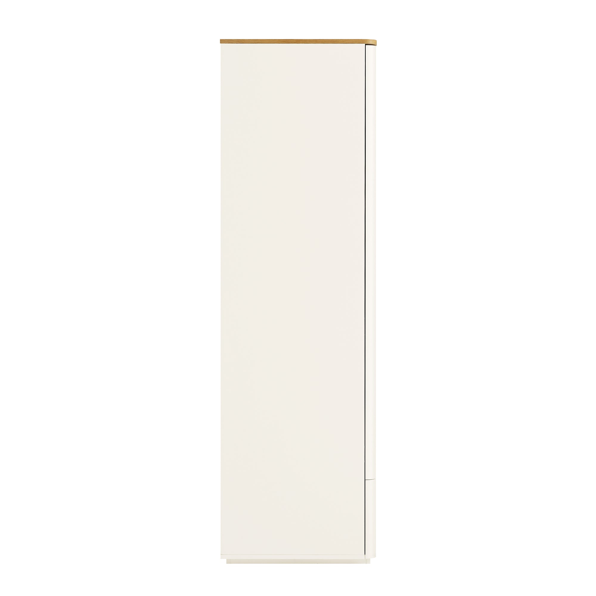 Agnes Curved Edge Double Wardrobe, Off White with Oak Top