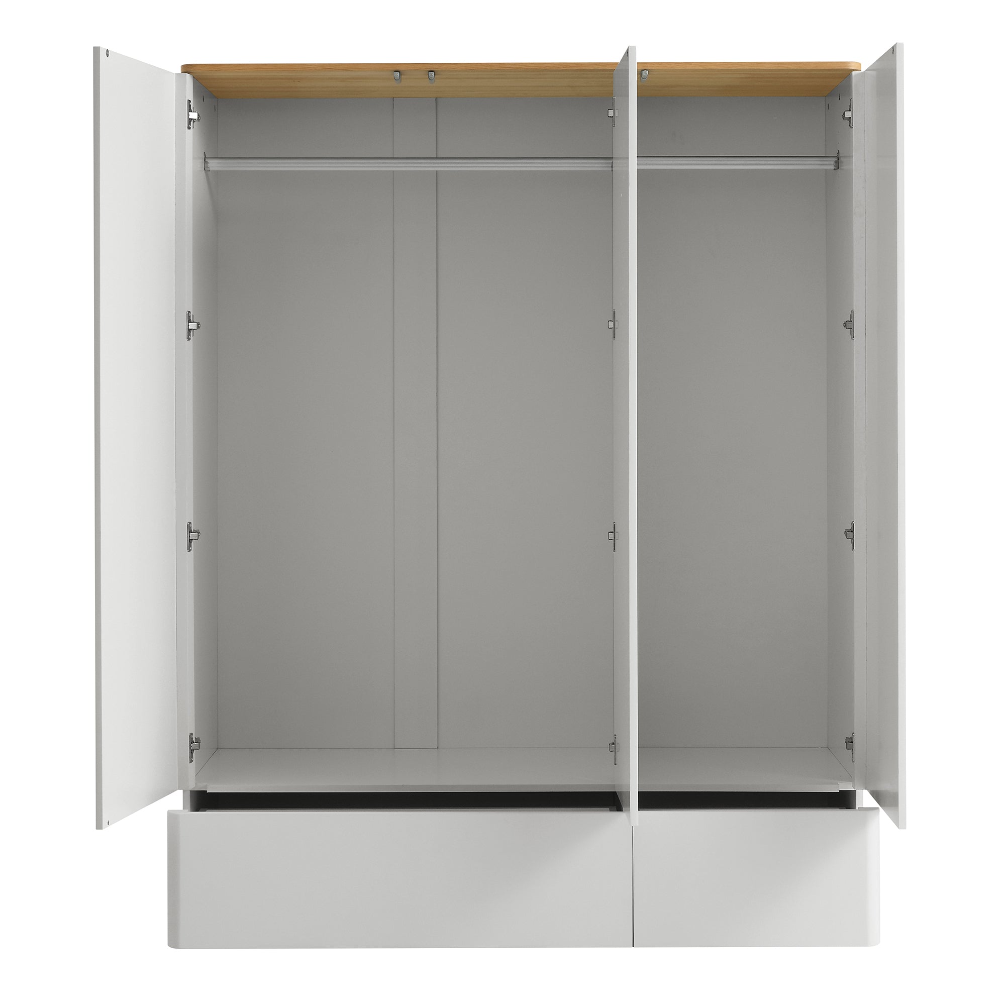 Agnes Curved Edge Triple Wardrobe, Dove Grey with Oak Top