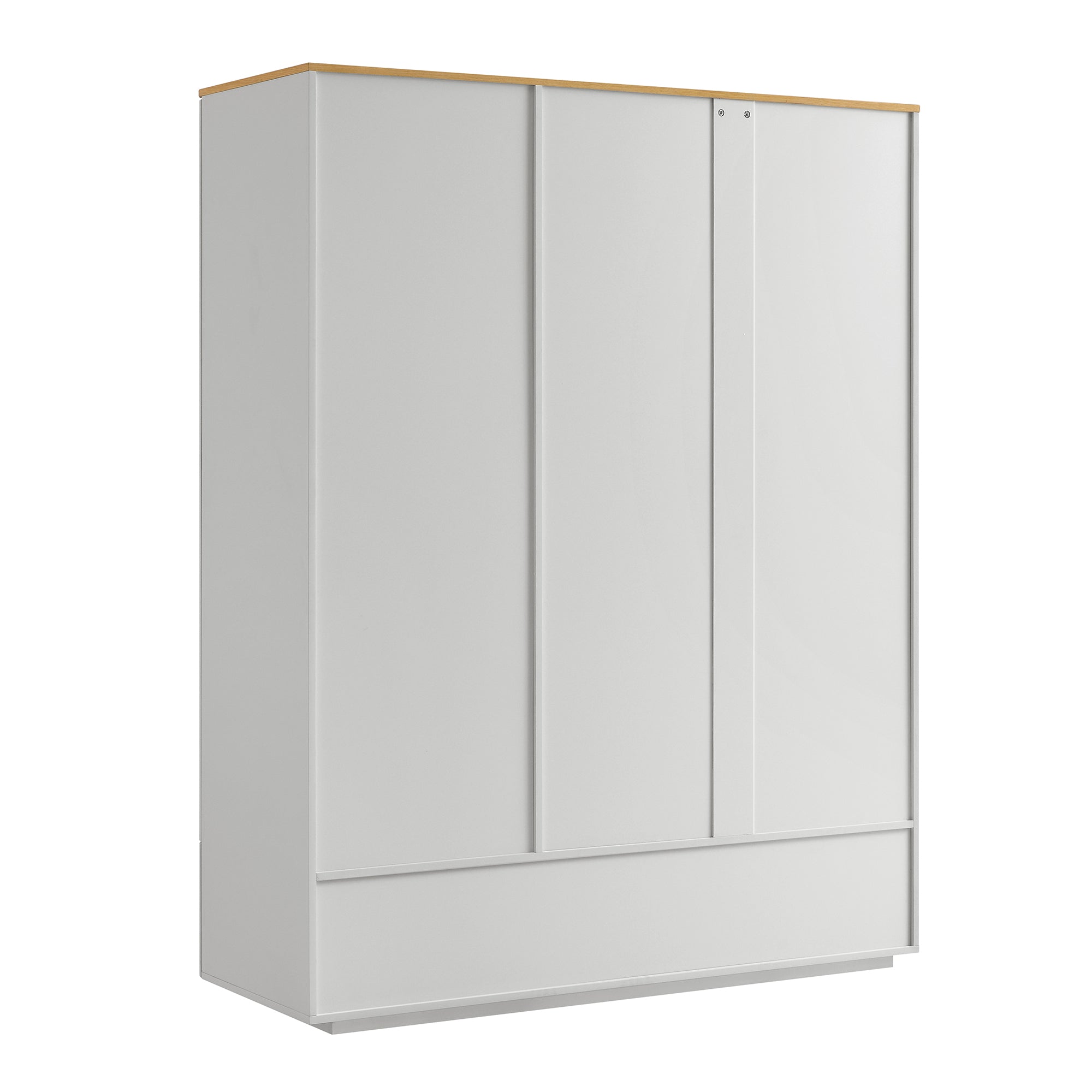 Agnes Curved Edge Triple Wardrobe, Dove Grey with Oak Top