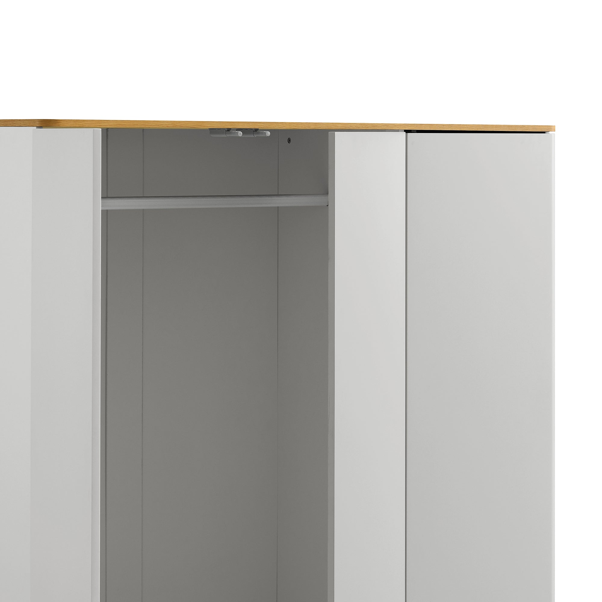 Agnes Curved Edge Triple Wardrobe, Dove Grey with Oak Top