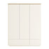 Agnes Curved Edge Triple Wardrobe, Off White with Oak Top