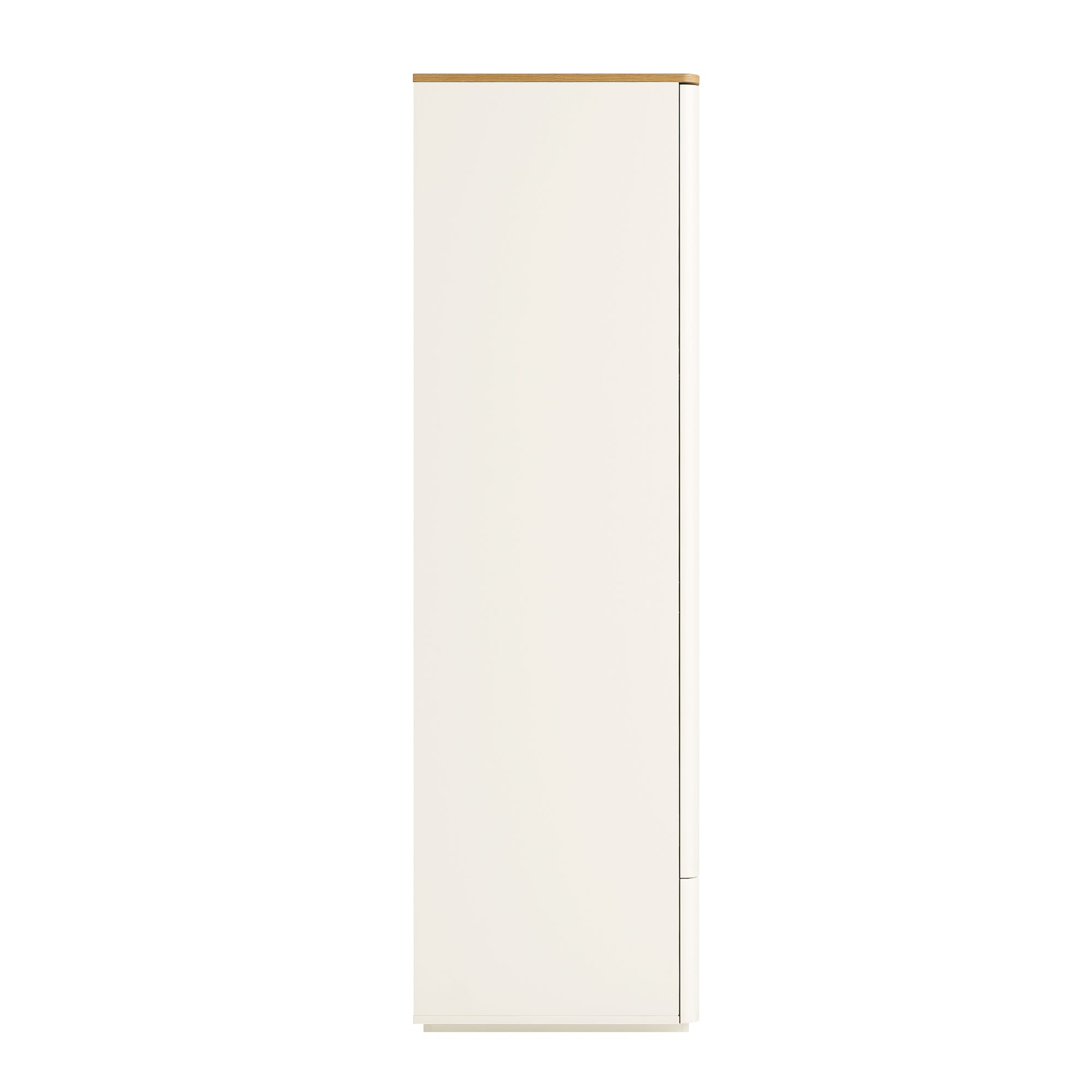 Agnes Curved Edge Triple Wardrobe, Off White with Oak Top