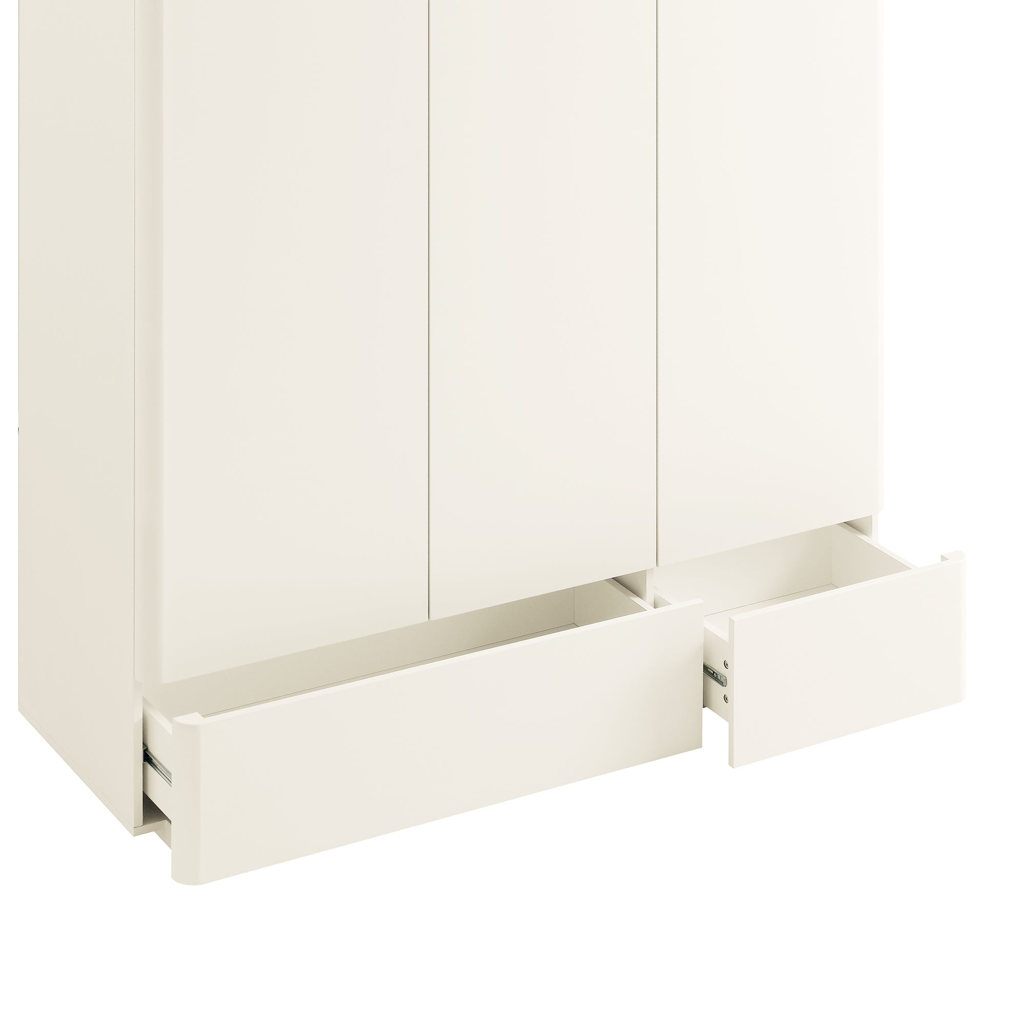 Agnes Curved Edge Triple Wardrobe, Off White with Oak Top