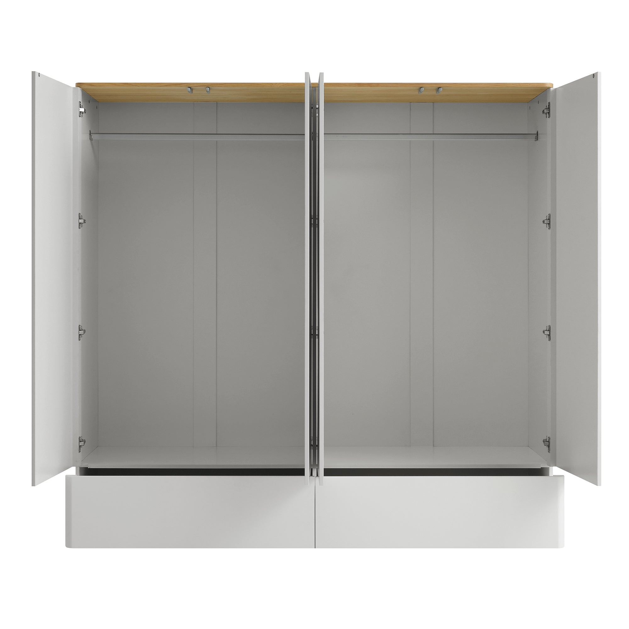 Agnes Curved Edge 4-Door Wardrobe, Dove Grey with Oak Top