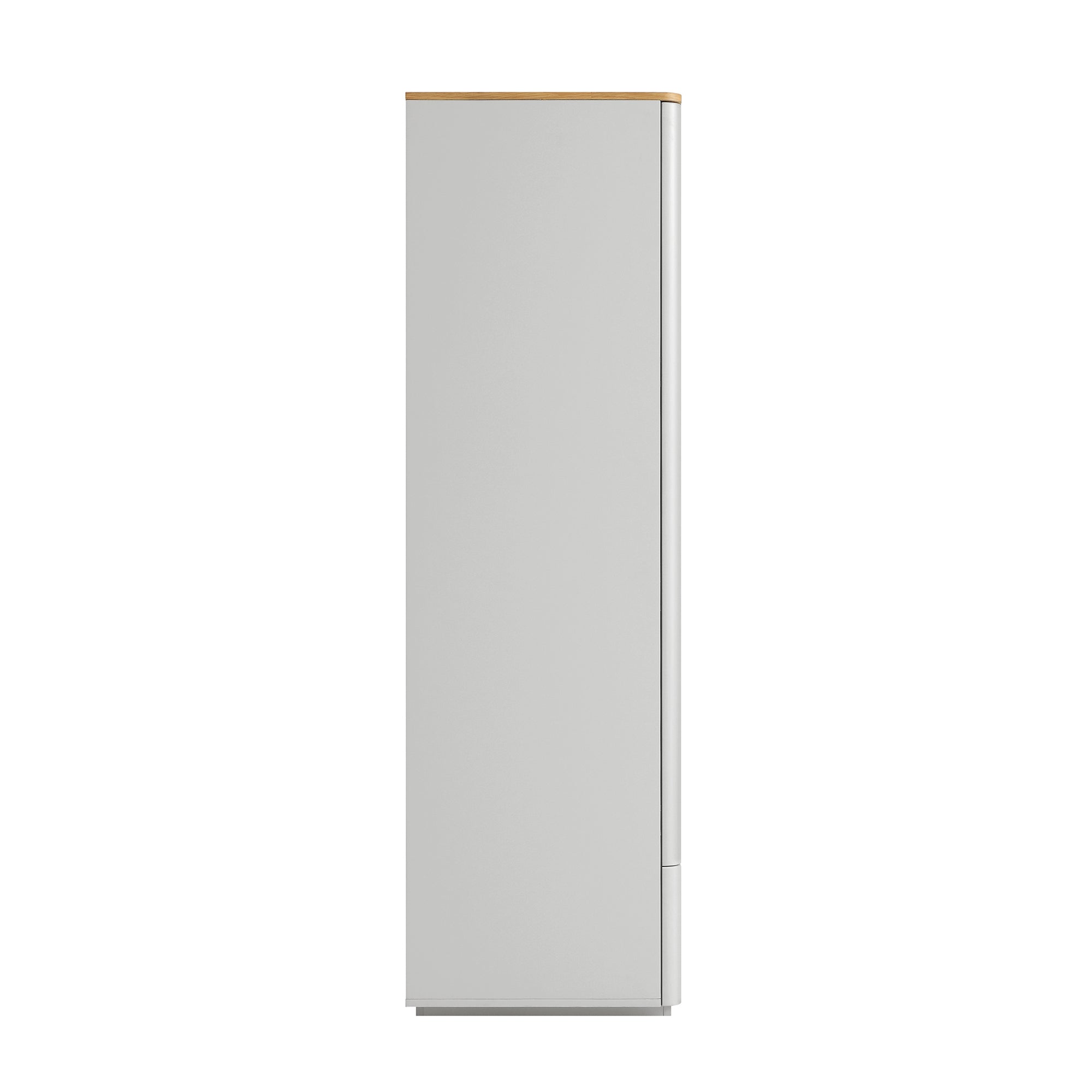 Agnes Curved Edge 4-Door Wardrobe, Dove Grey with Oak Top