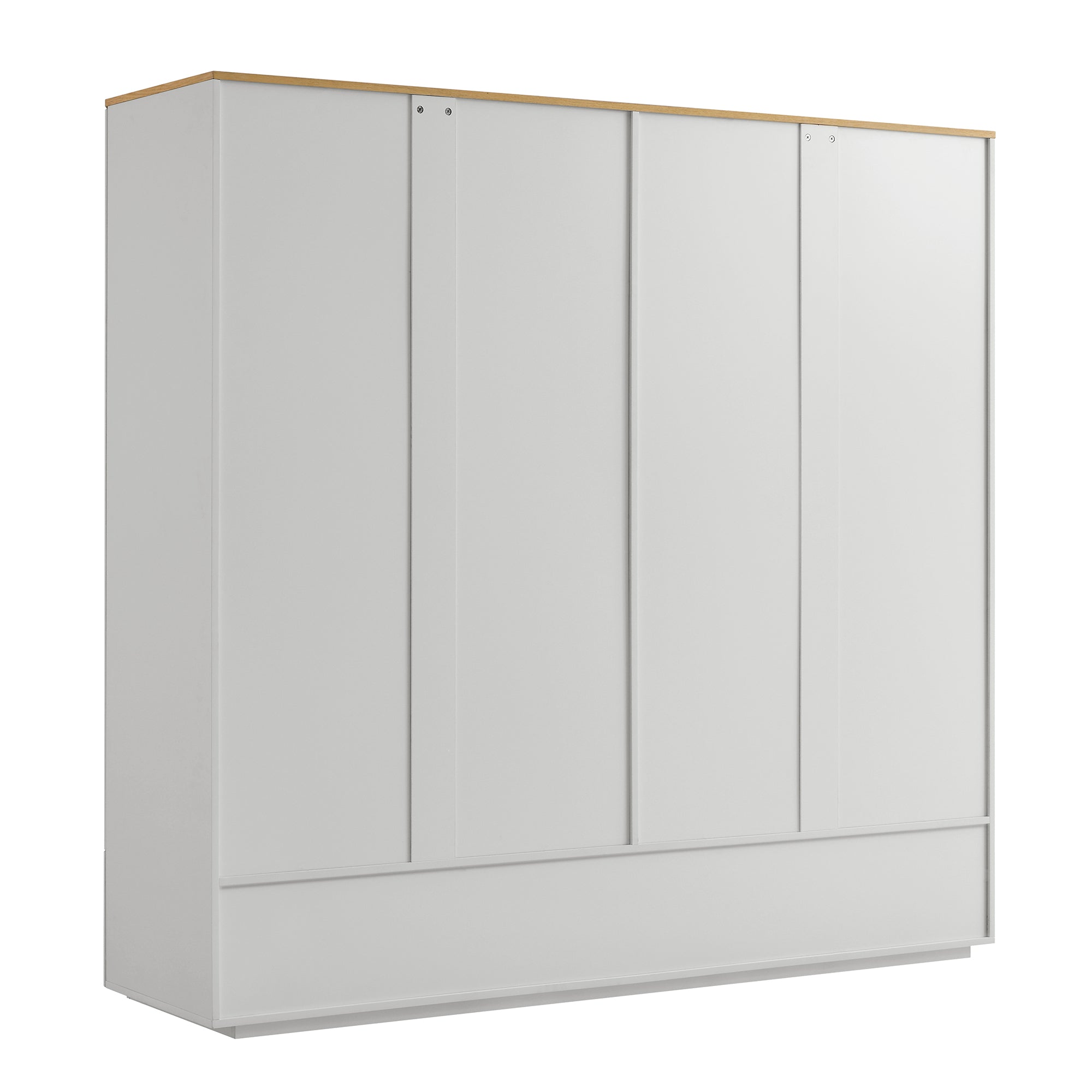 Agnes Curved Edge 4-Door Wardrobe, Dove Grey with Oak Top