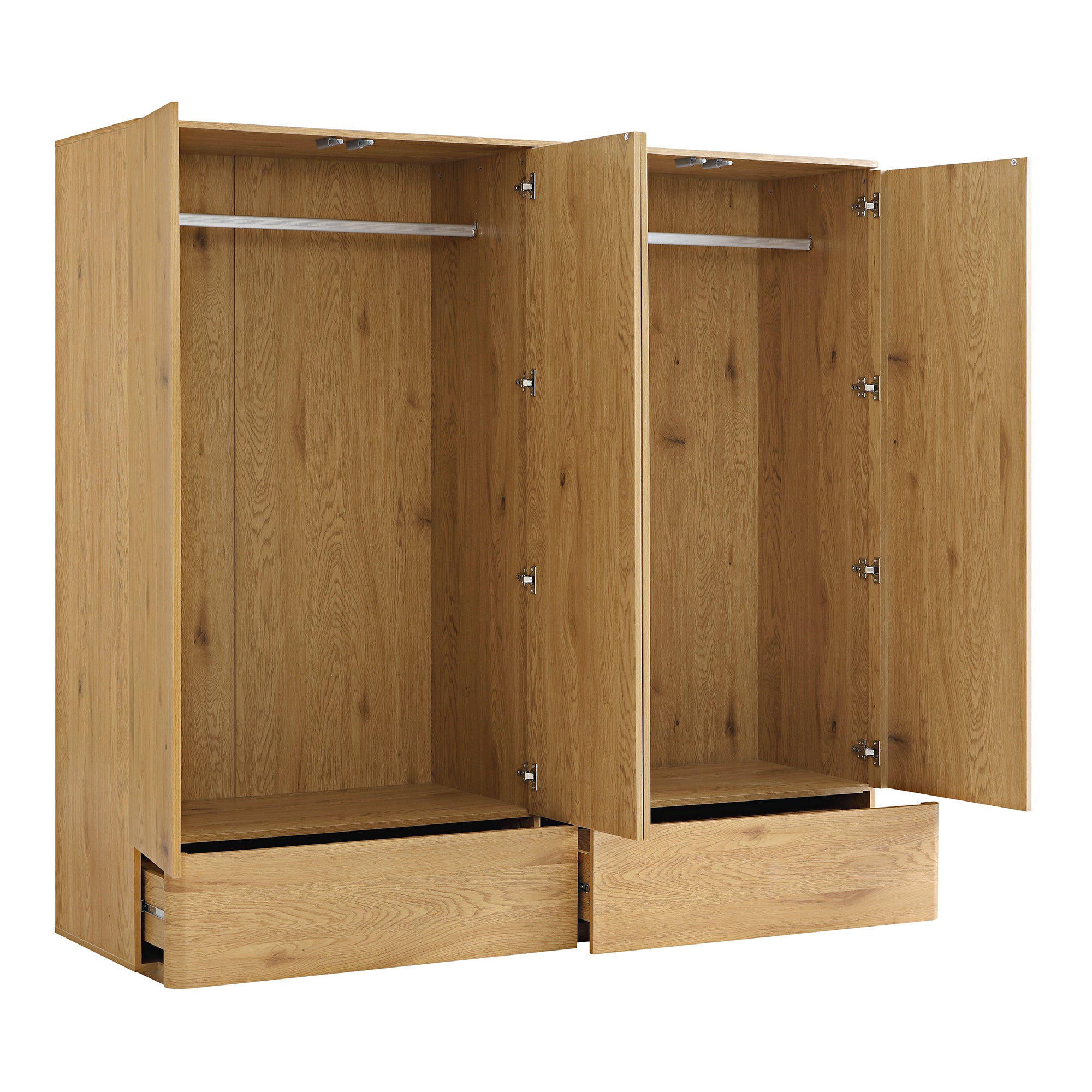 Agnes Curved Edge 4-Door Wardrobe, Natural