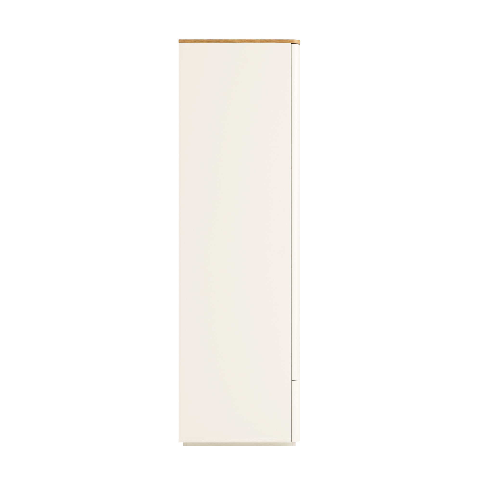 Agnes Curved Edge 4-Door Wardrobe, Off White with Oak Top