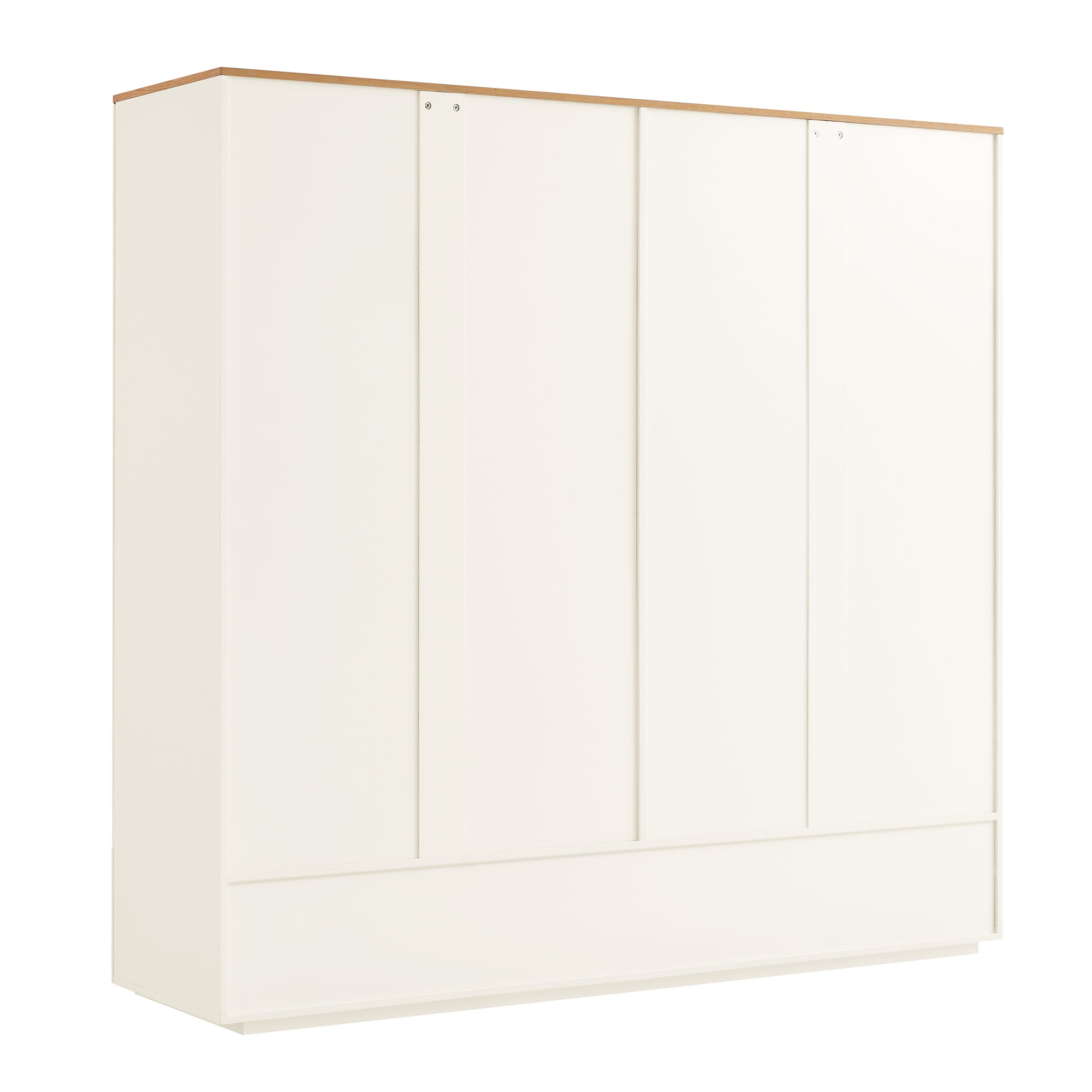 Agnes Curved Edge 4-Door Wardrobe, Off White with Oak Top