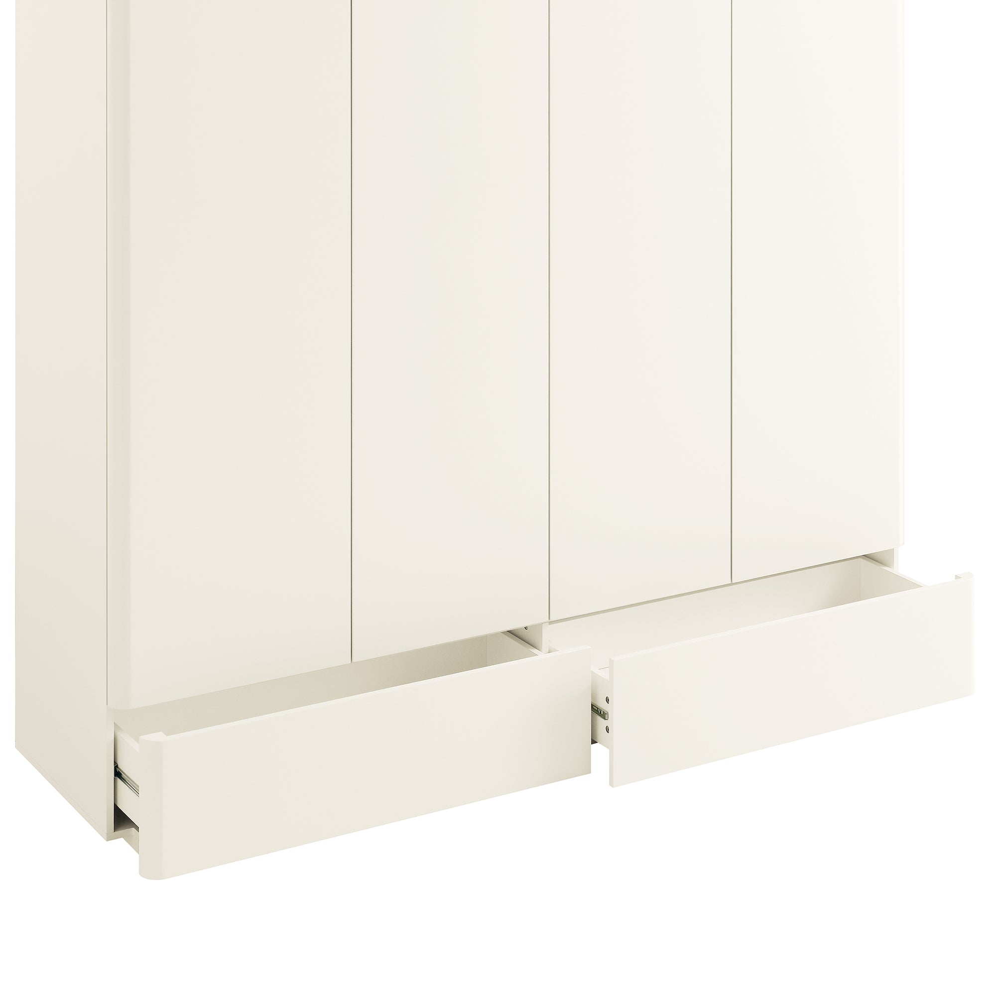 Agnes Curved Edge 4-Door Wardrobe, Off White with Oak Top