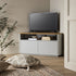 Agnes Curved Edge Corner TV Unit, Dove Grey with Oak Top