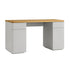 Agnes Curved Edge Desk with Storage, Dove Grey with Oak Top