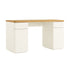 Agnes Curved Edge Desk with Storage, Off White with Oak Top