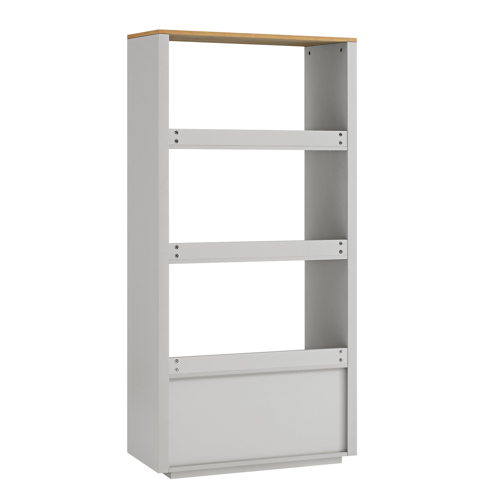 Agnes Curved Edge Bookcase, Dove Grey with Oak Top