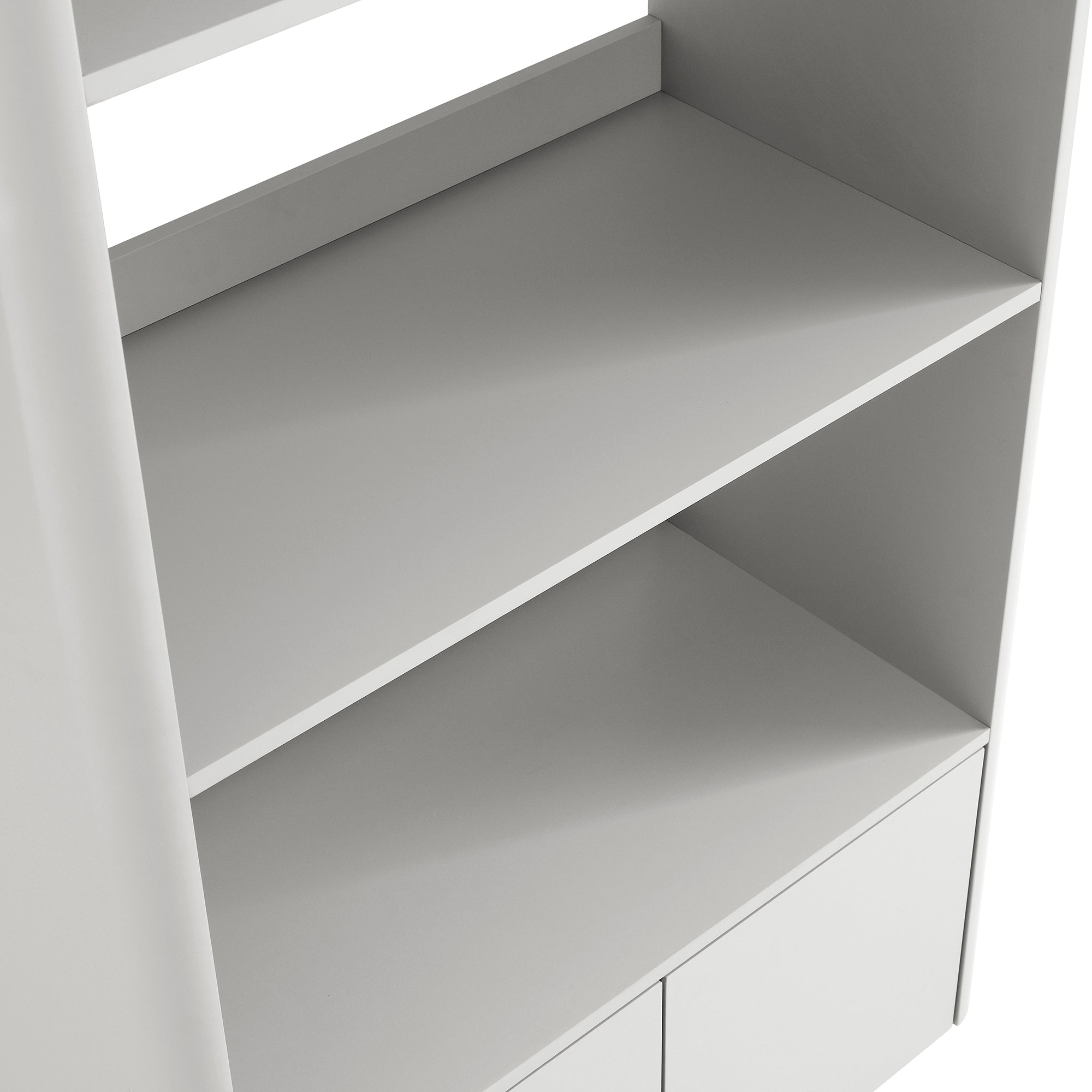 Agnes Curved Edge Bookcase, Dove Grey with Oak Top