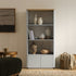 Agnes Curved Edge Bookcase, Dove Grey with Oak Top