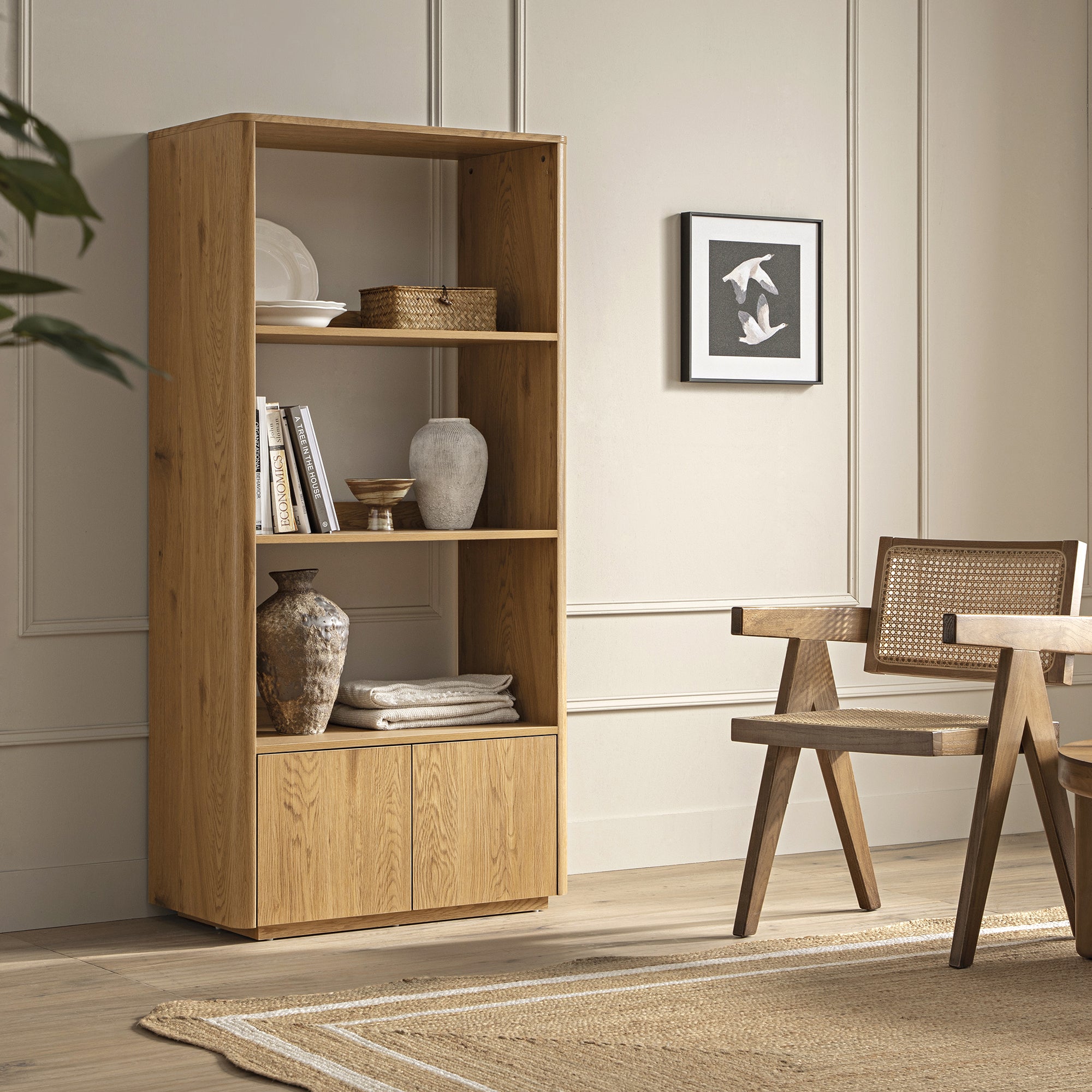 Agnes Curved Edge Bookcase, Natural