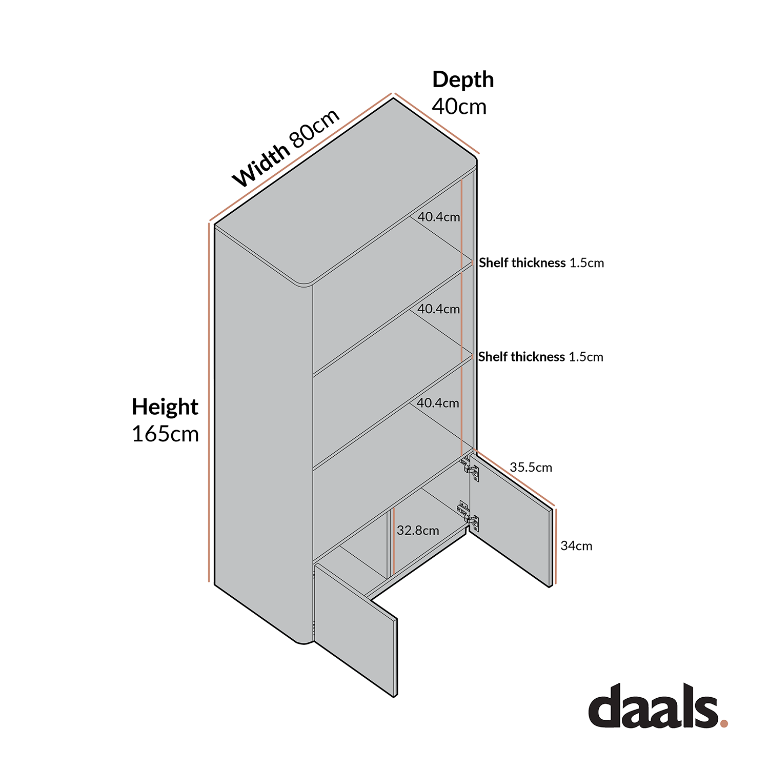 Agnes Curved Edge Bookcase, Off White with Oak Top