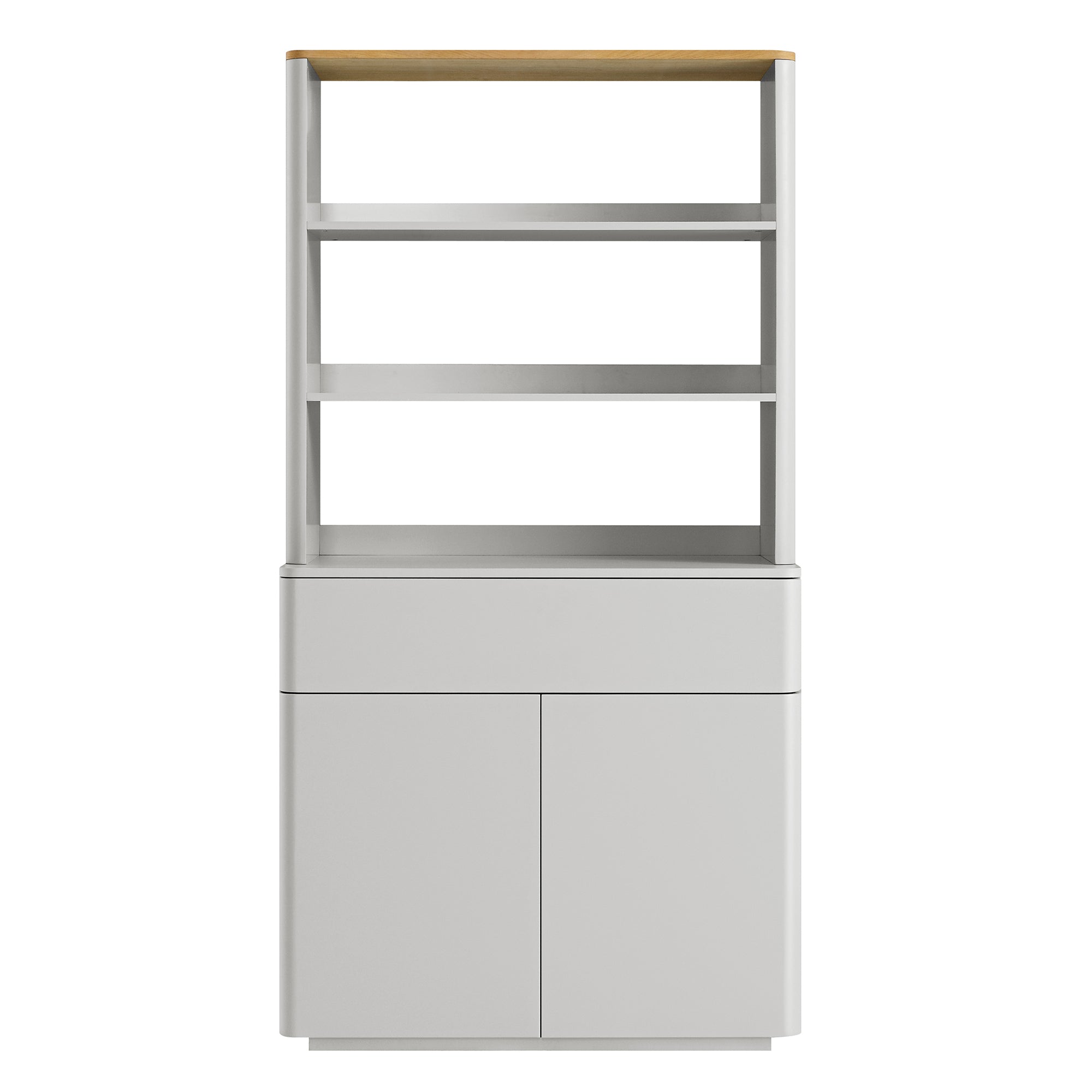 Agnes Curved Edge Dresser, Dove Grey with Oak Top