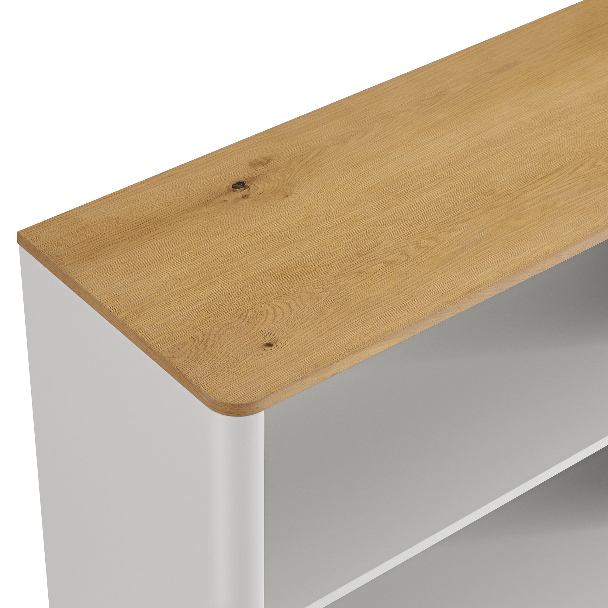 Agnes Curved Edge Dresser, Dove Grey with Oak Top