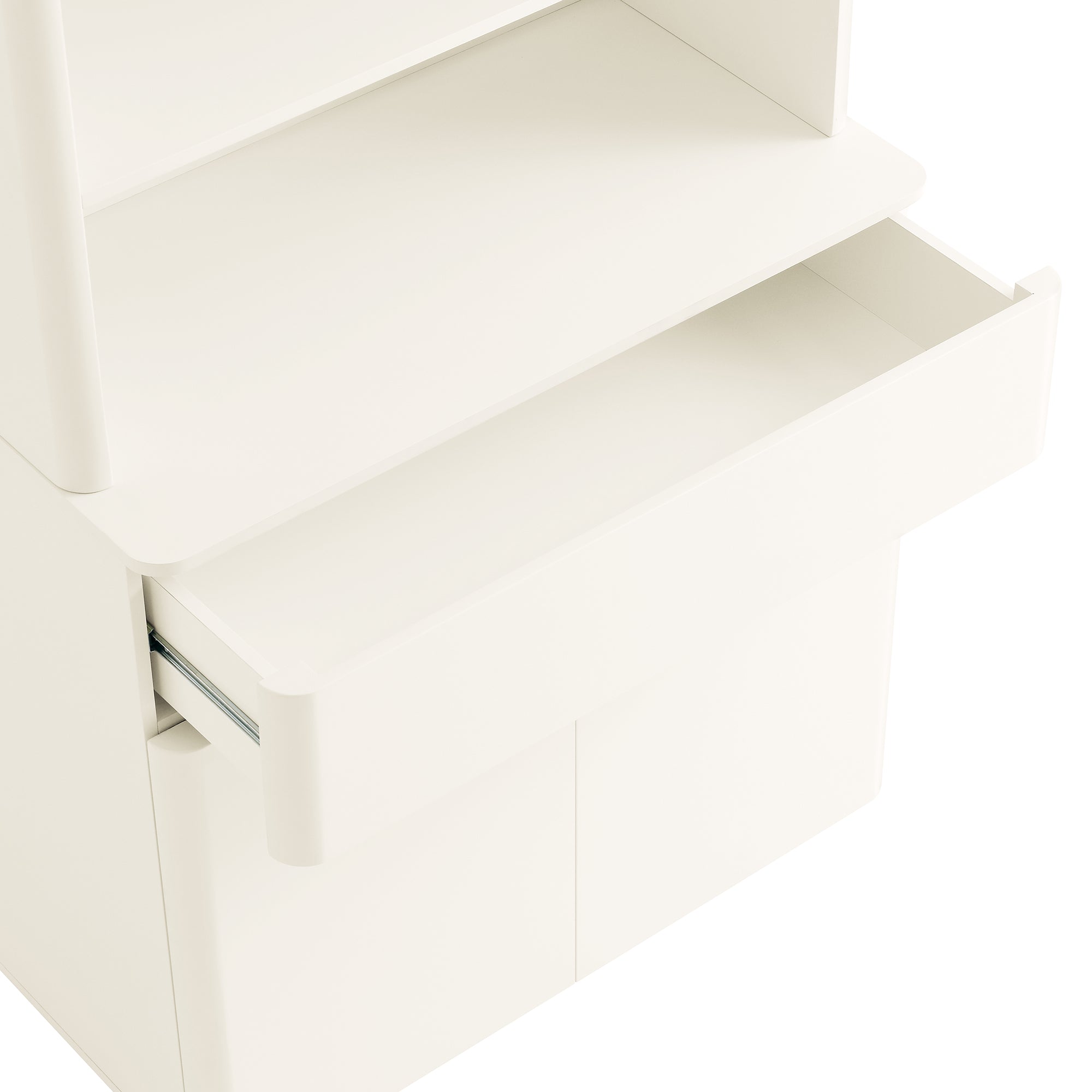 Agnes Curved Edge Dresser, Off White with Oak Top