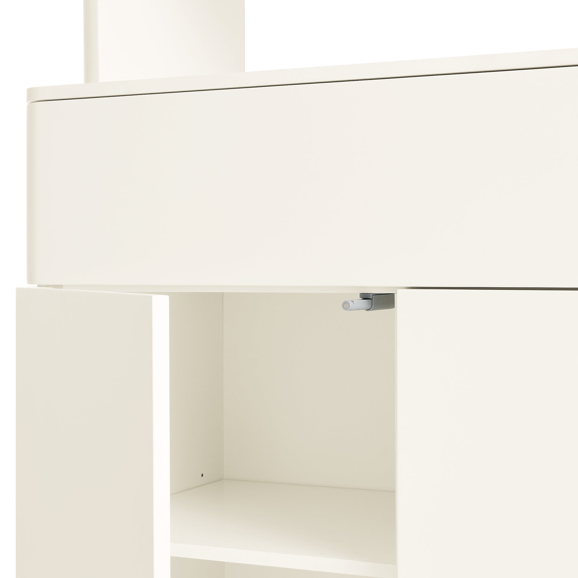 Agnes Curved Edge Dresser, Off White with Oak Top