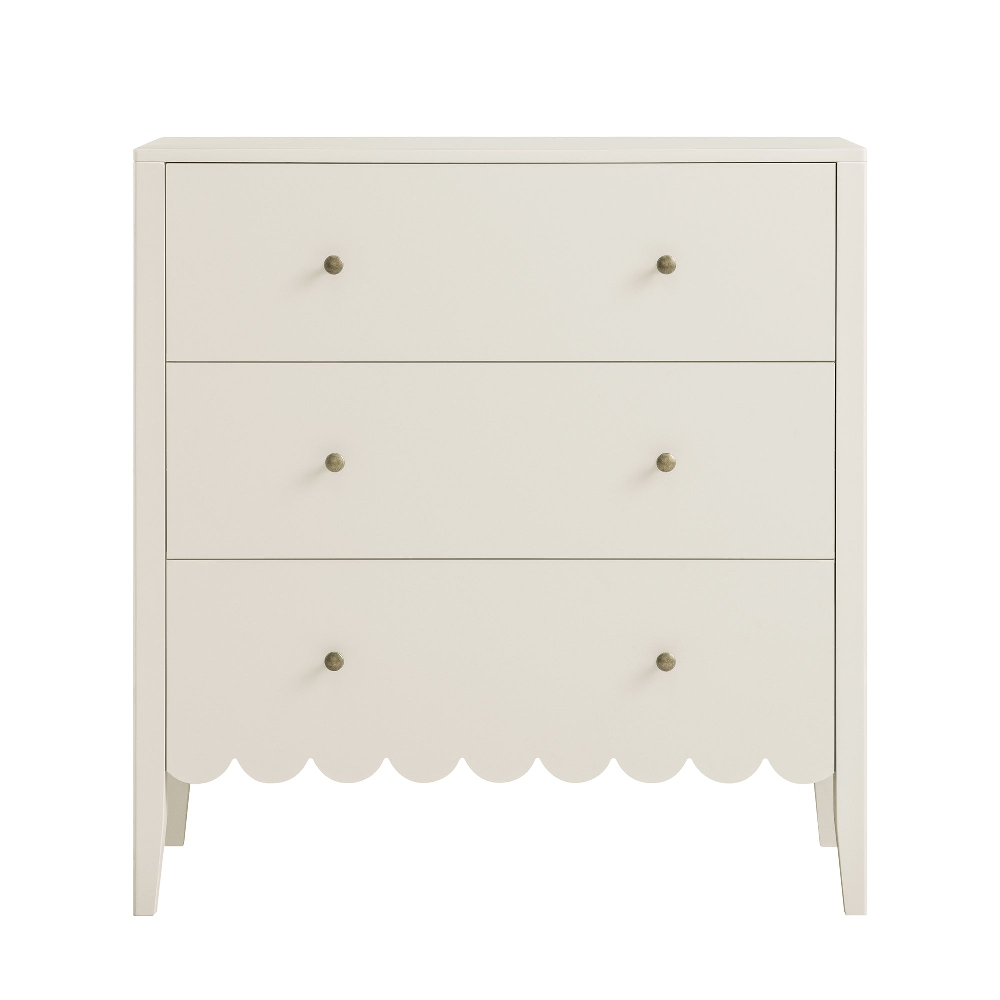 Henley Scalloped Edge 3 Drawer Chest, Light Sand