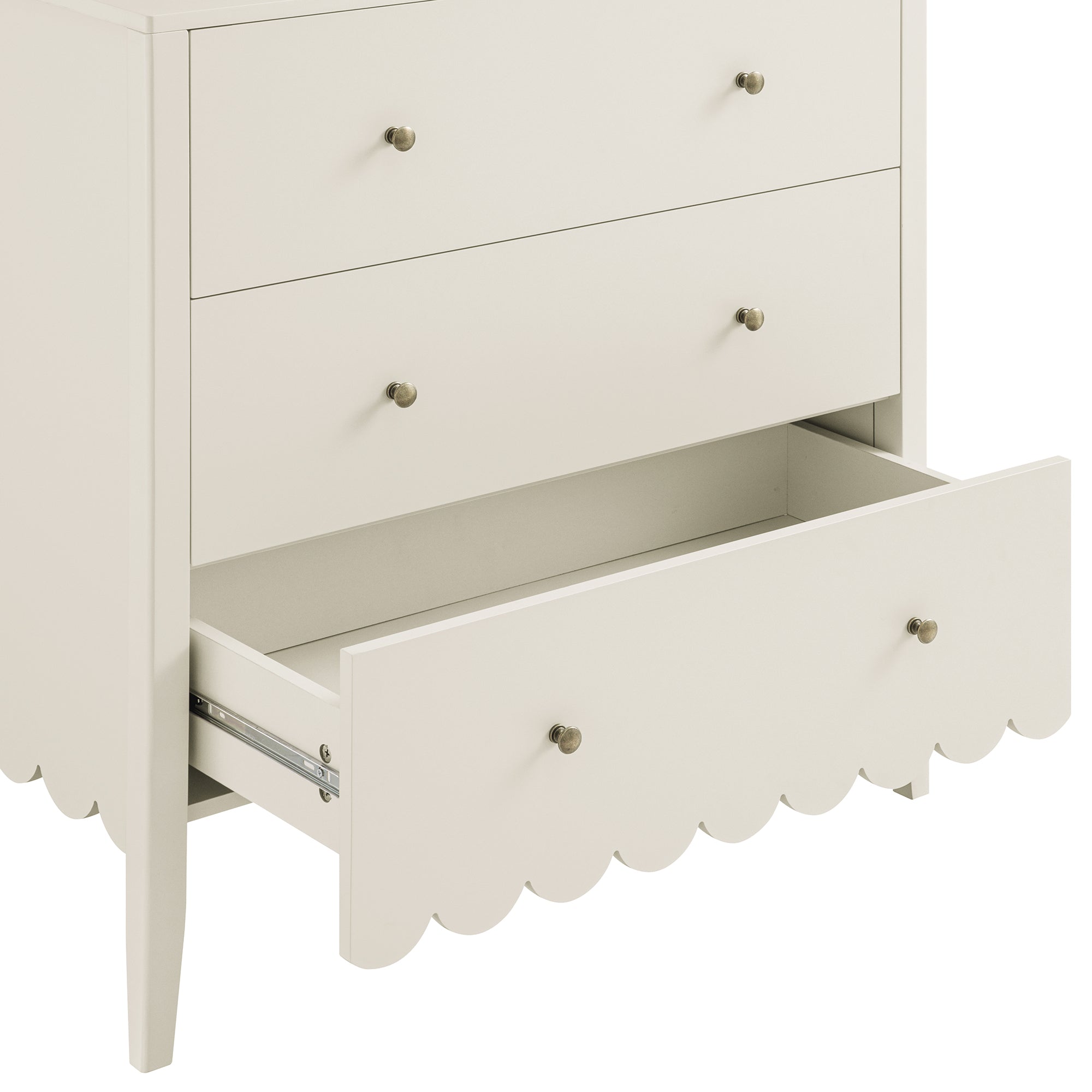 Henley Scalloped Edge 3 Drawer Chest, Light Sand