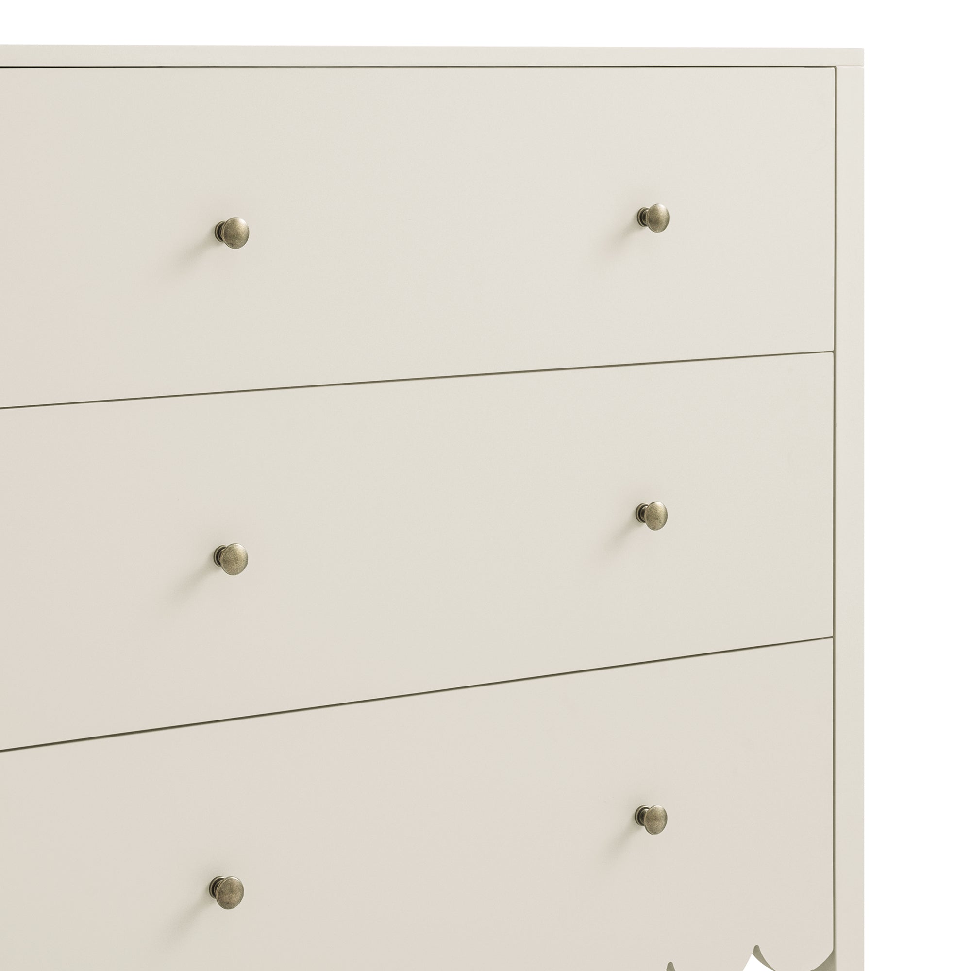 Henley Scalloped Edge 3 Drawer Chest, Light Sand