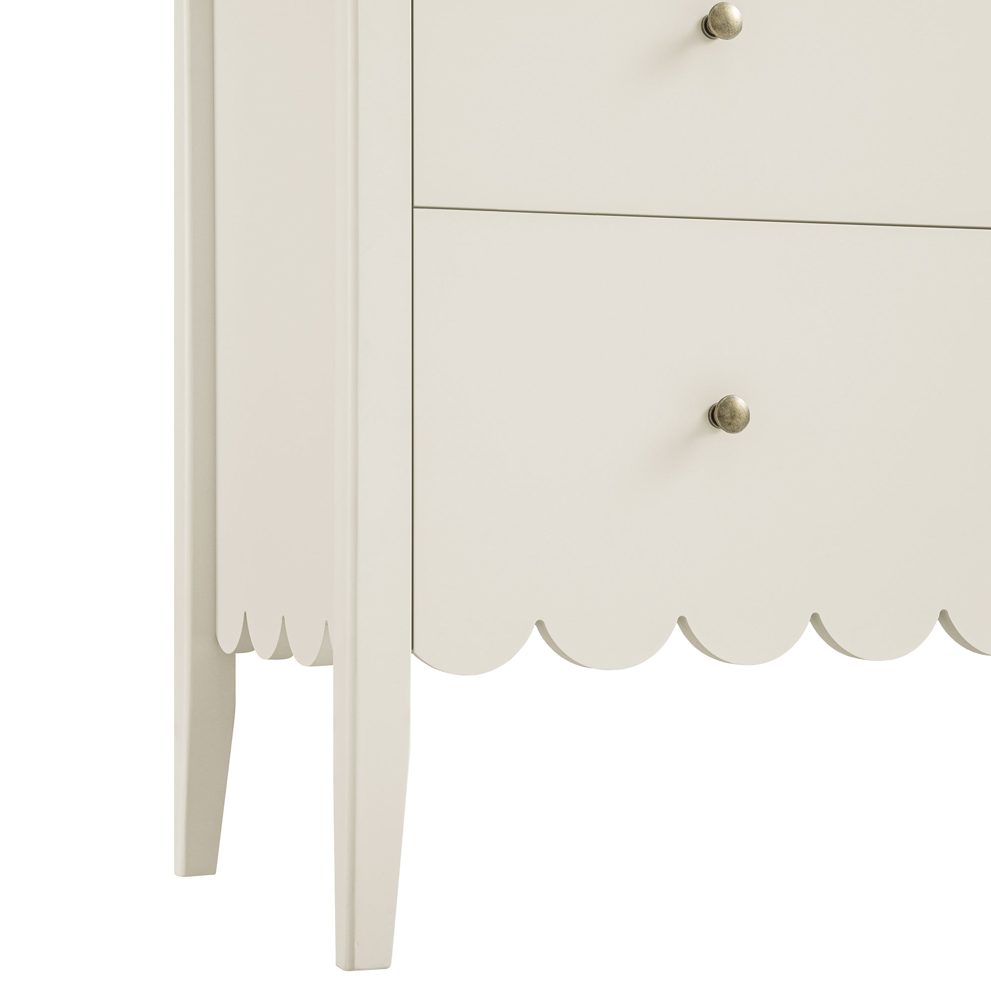 Henley Scalloped Edge 3 Drawer Chest, Light Sand