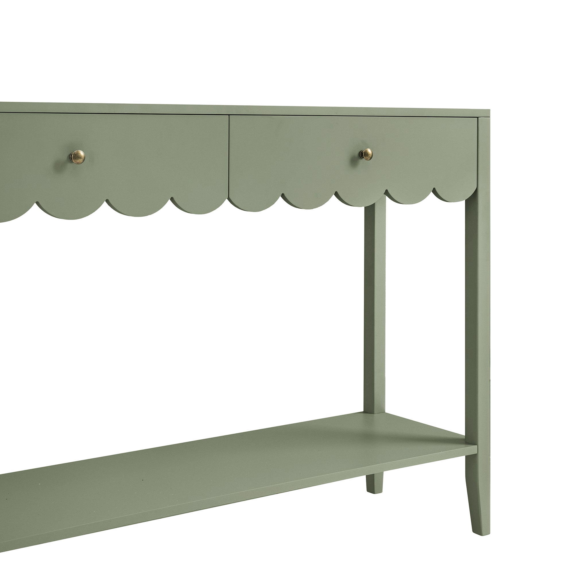 Henley Scalloped Edge Console Table, Sage Green