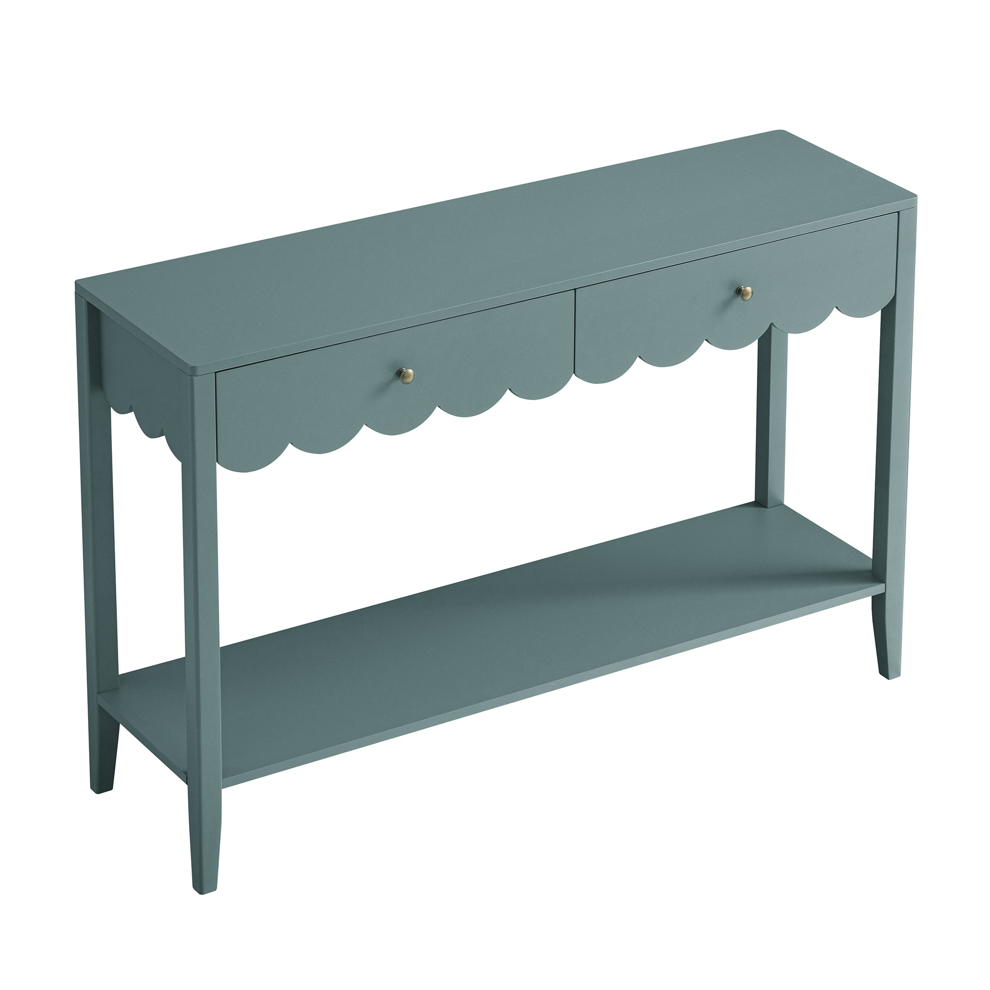 Henley Scalloped Edge Console Table, Blue Spruce