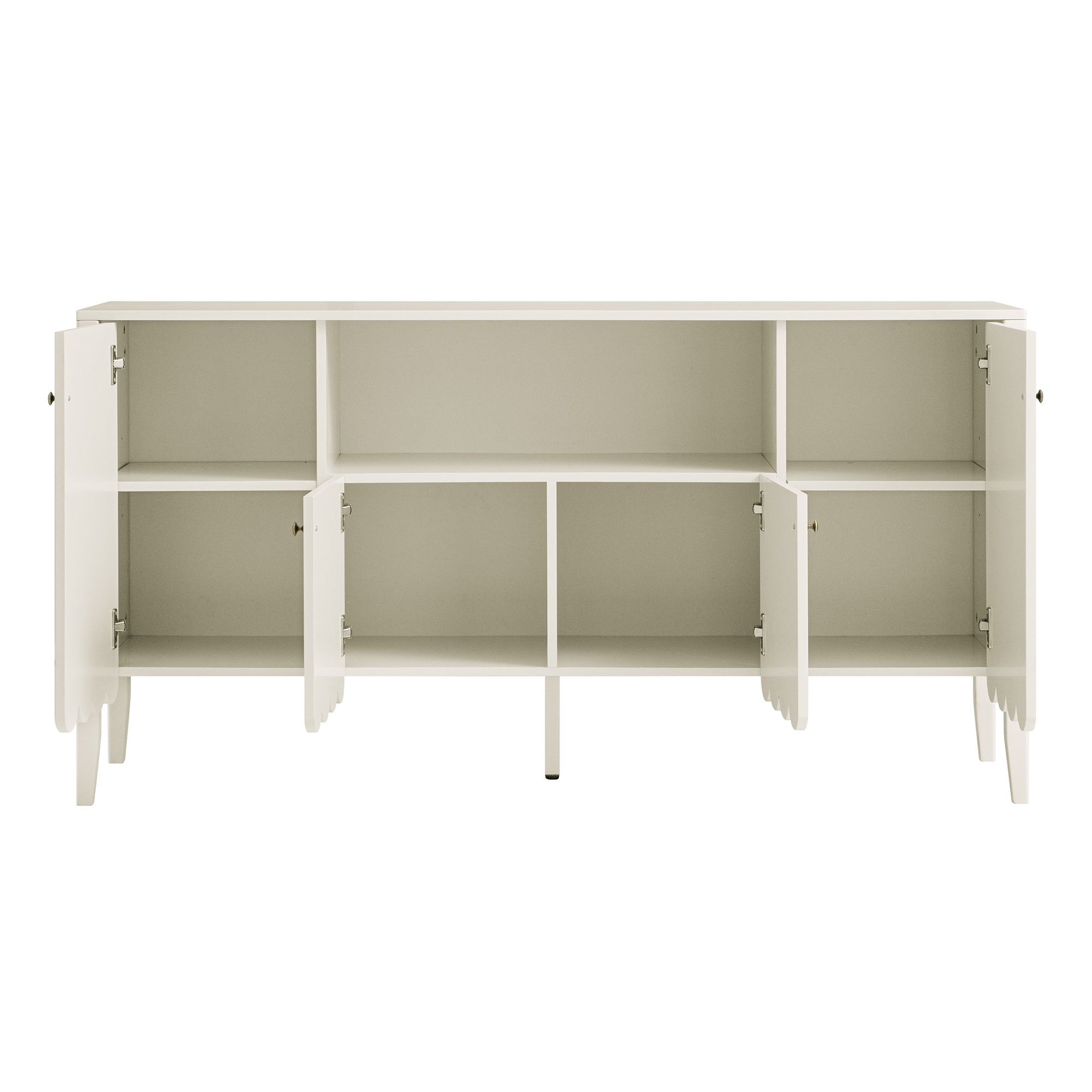 Henley Scalloped Edge 150cm Wide Sideboard with Open Shelf, Light Sand