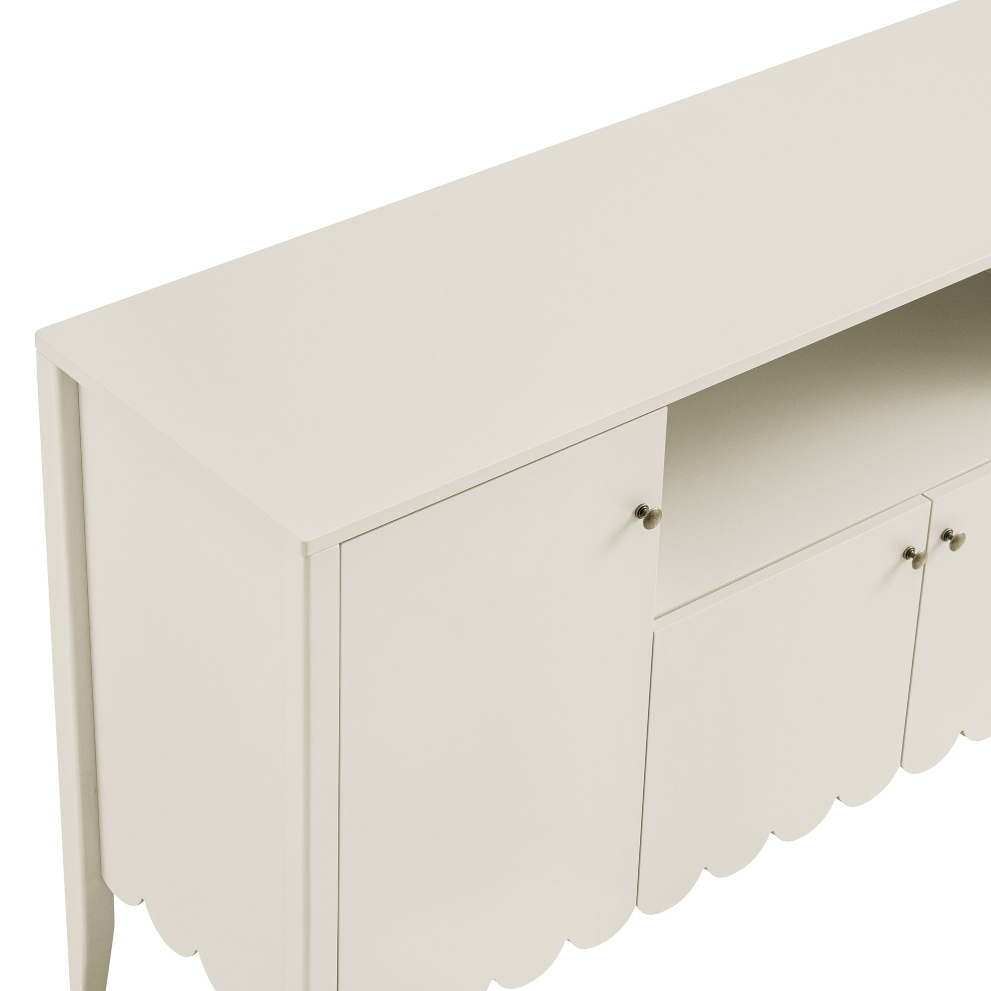 Henley Scalloped Edge 150cm Wide Sideboard with Open Shelf, Light Sand