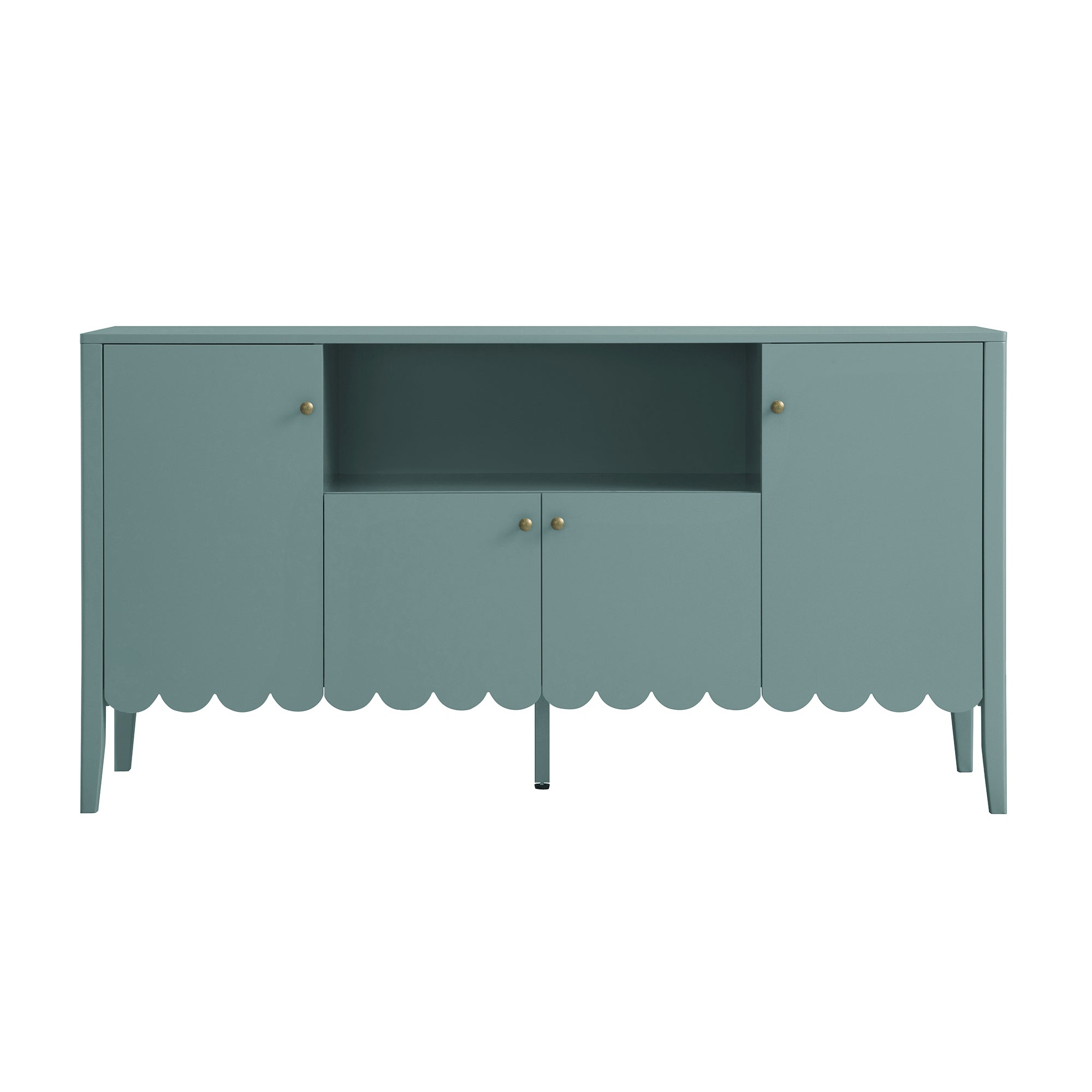 Henley Scalloped Edge 150cm Wide Sideboard with Open Shelf, Blue Spruce