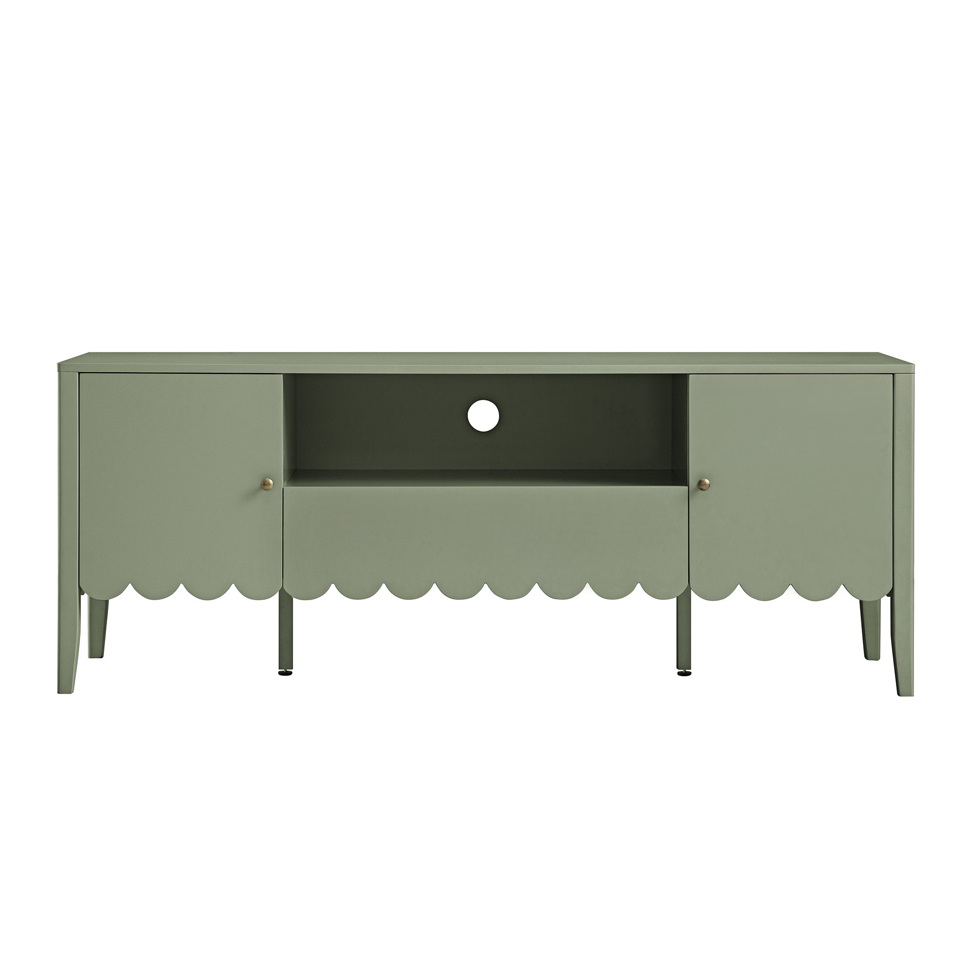 Henley Scalloped Edge 150cm Wide TV Unit, Sage Green