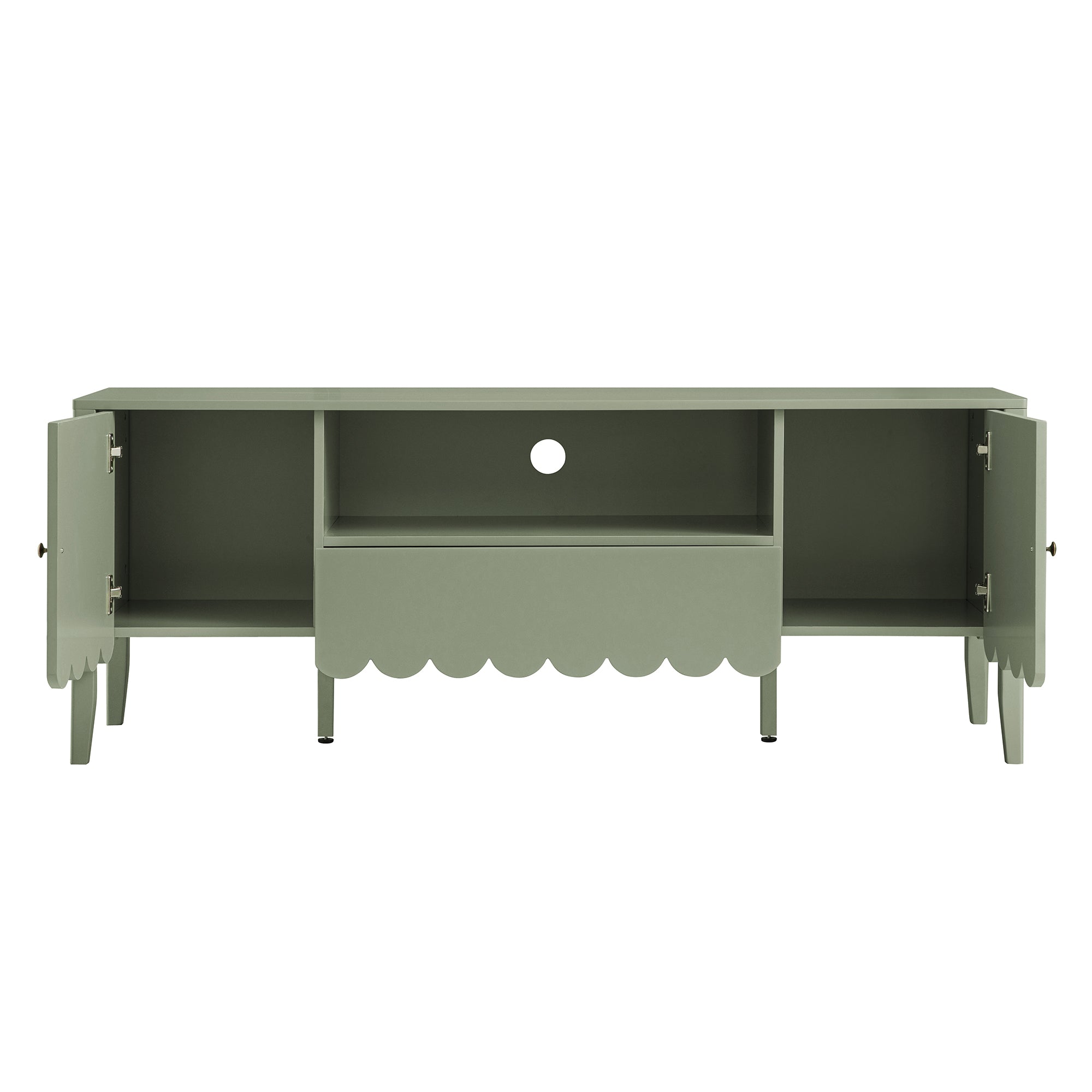 Henley Scalloped Edge 150cm Wide TV Unit, Sage Green