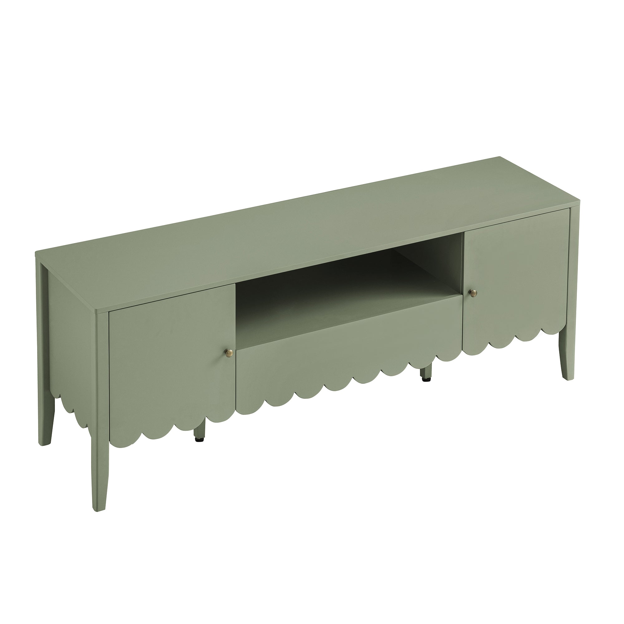 Henley Scalloped Edge 150cm Wide TV Unit, Sage Green