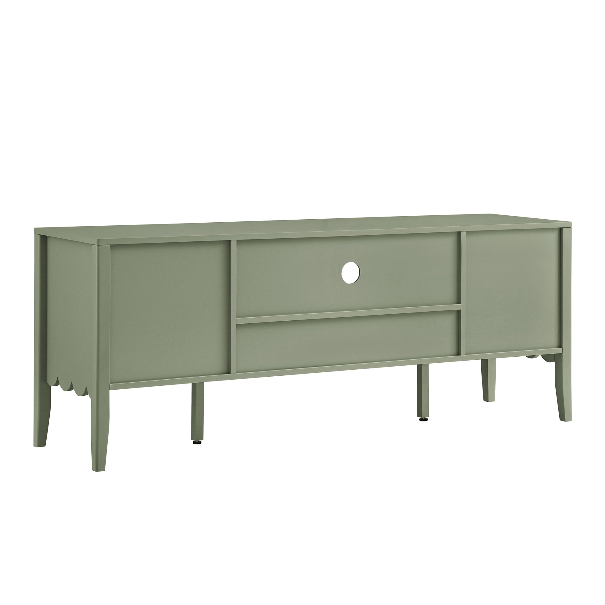 Henley Scalloped Edge 150cm Wide TV Unit, Sage Green