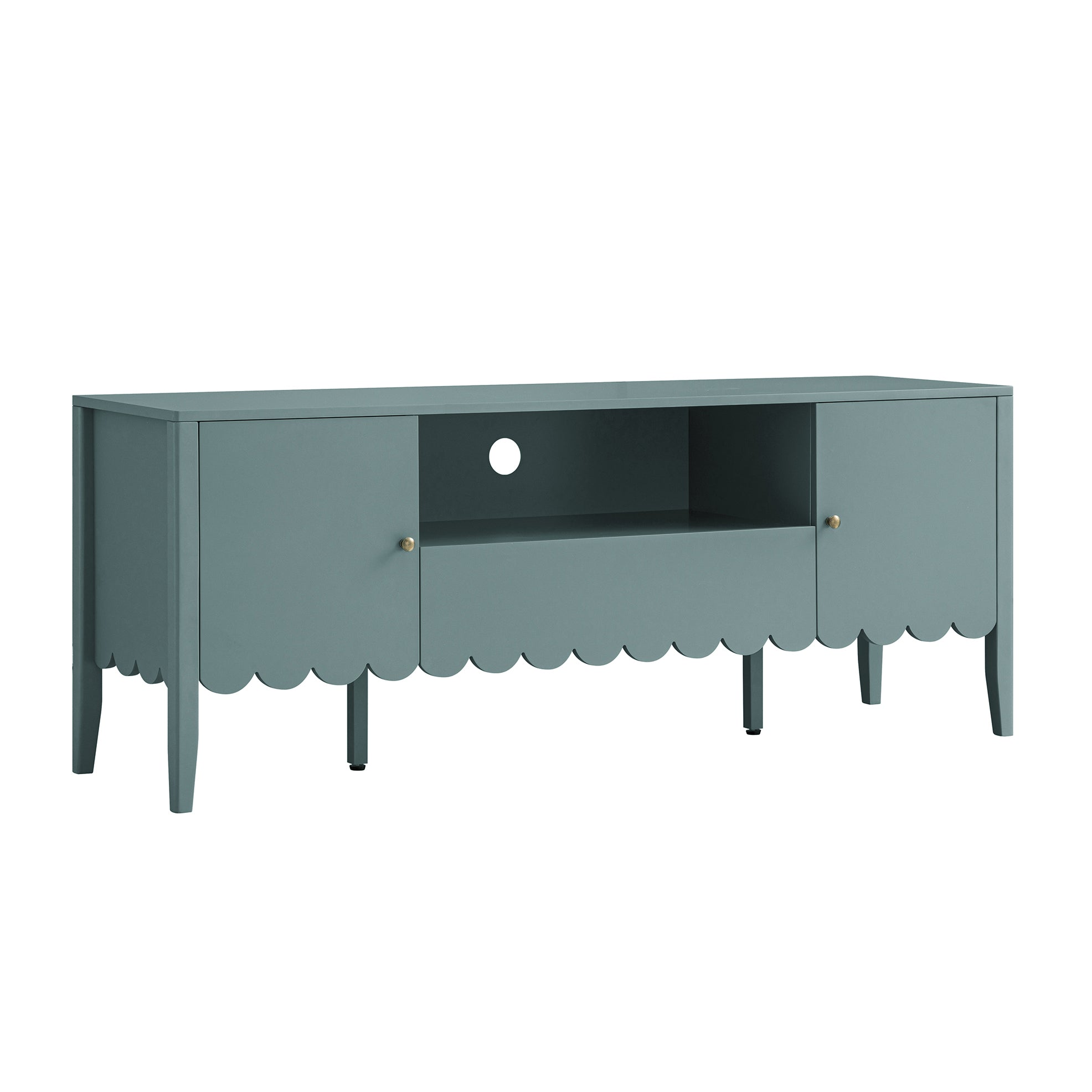 Henley Scalloped Edge 150cm Wide TV Unit, Blue Spruce